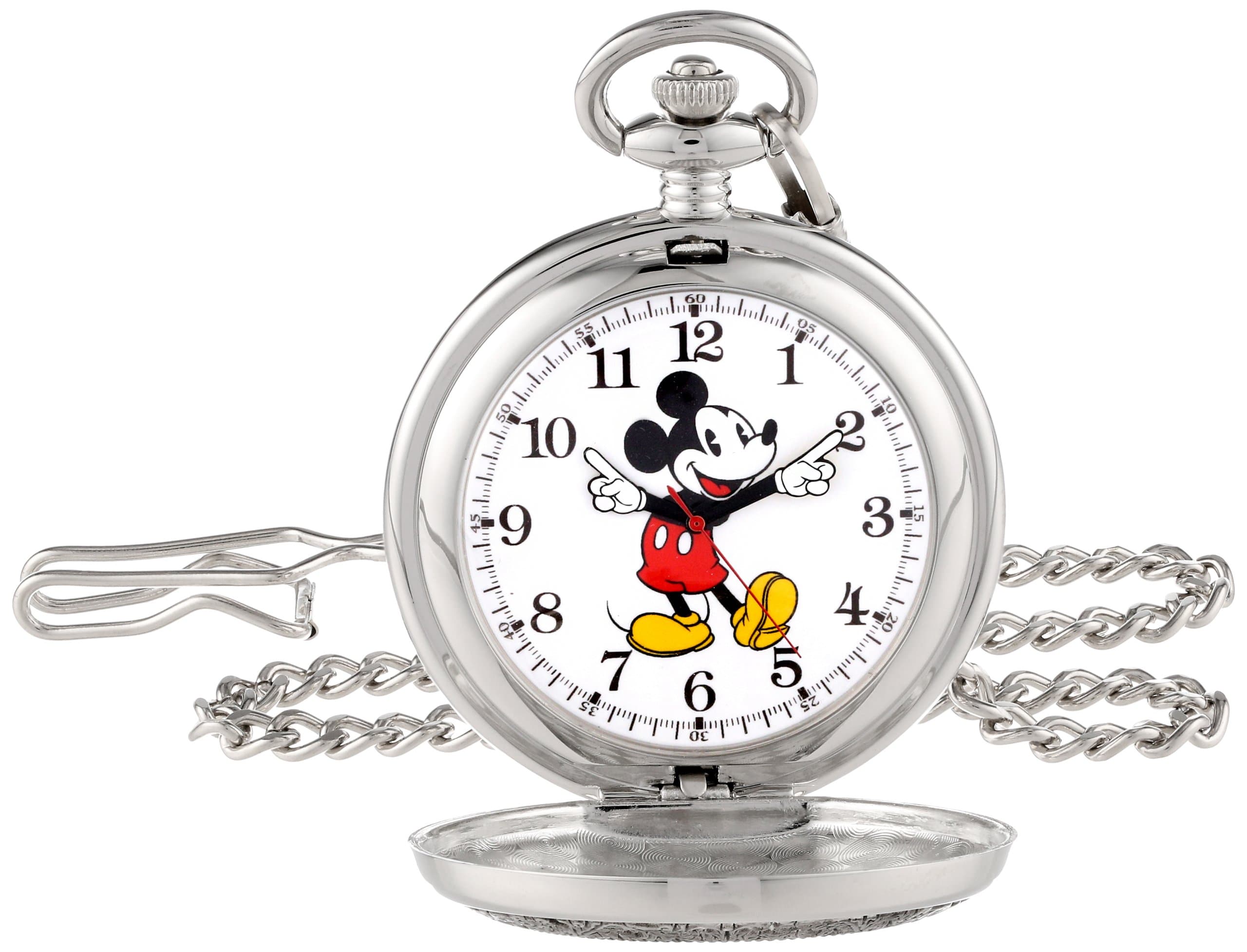 Mickey Mouse Adult Pocketwatch Analog Quartz Watch, SILVER, Quartz Movement