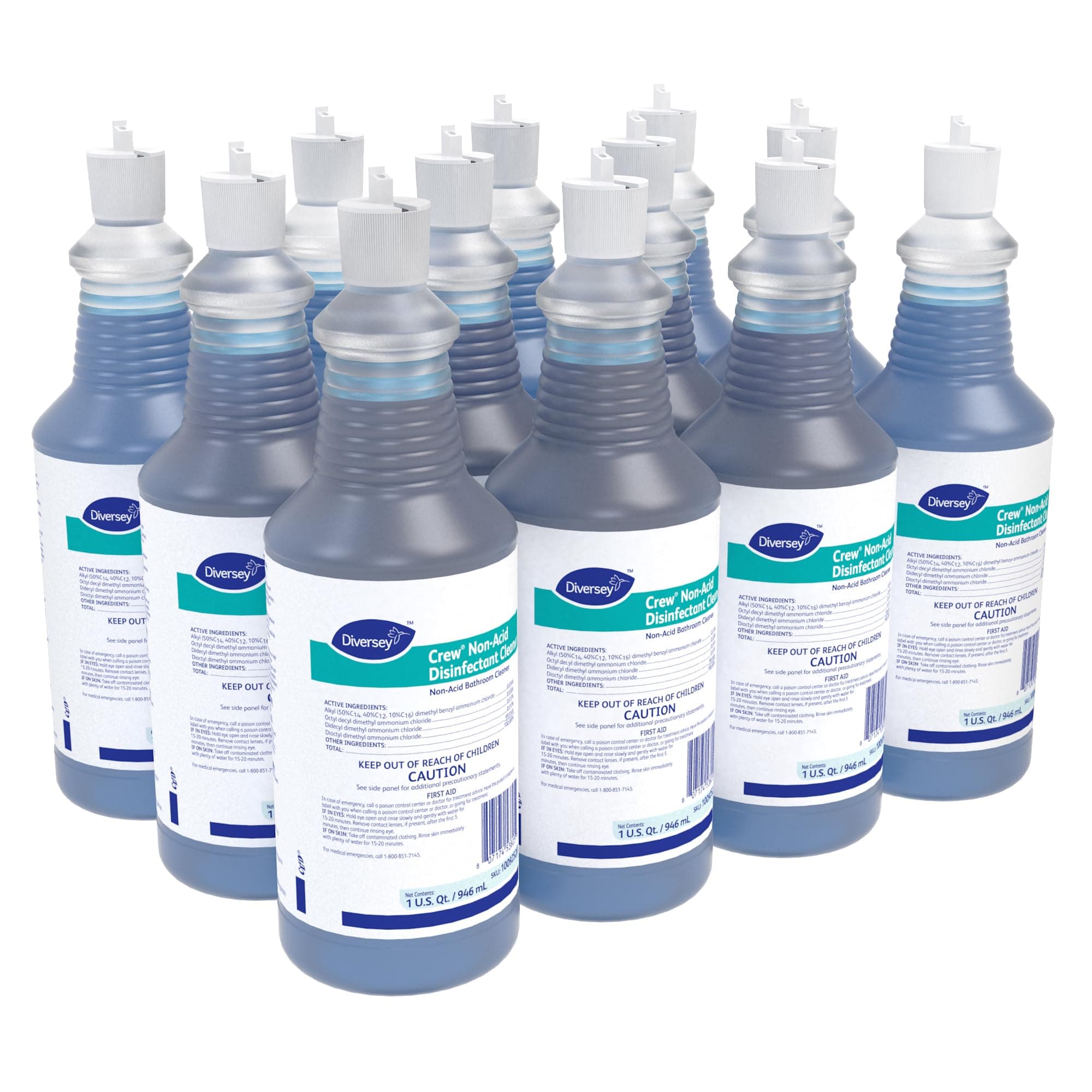 Diversey 100925283 Neutral Non-Acid Bowl & Bathroom Disinfectant, 32 oz Squeeze Bottle, 12/CT