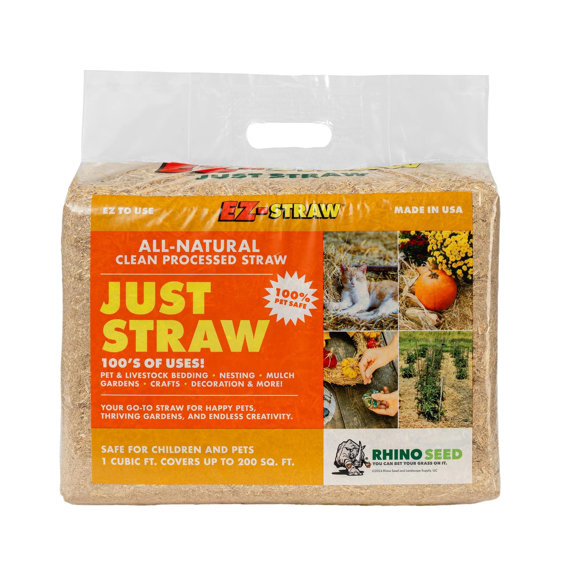 EZ-Straw Just Straw Clean Processed Straw – Multi Purpose - Small Bale (1 Cubic Foot)