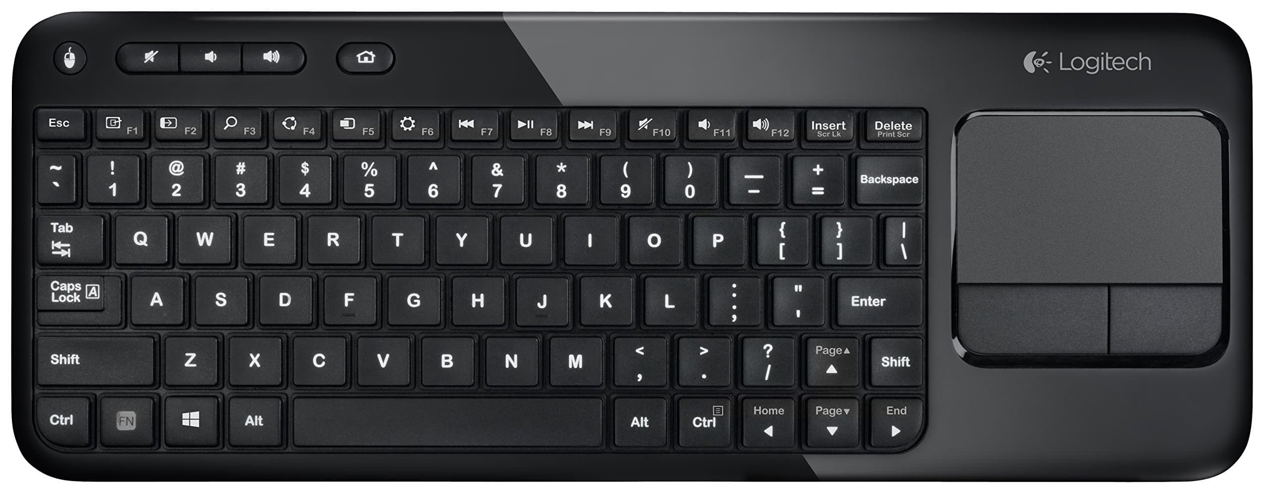 Logitech Living-Room Keyboard K410, Wireless Keyboard with Built-in Touchpad for TV-Connected PCs