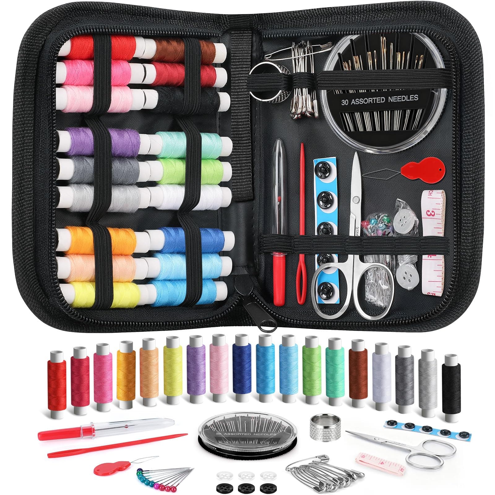 Futricy Sewing Kit for Adults, Beginner, Kids, Traveler, Emergency Repair, Home DIY, Mini Portable Sewing Supplies Accessories with Thread, Needle, Scissors, Measure Tape, Thimble etc