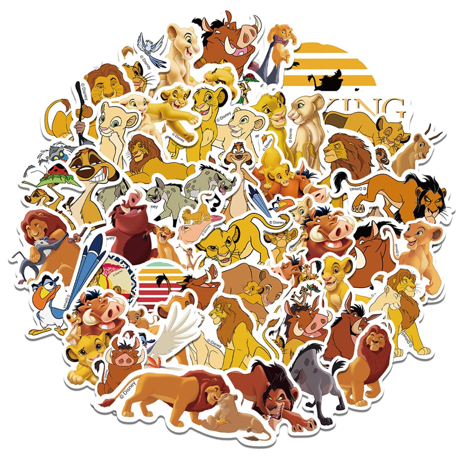 50Pcs Cartoon The Lion King Stickers for Kids, Kids Disney Cartoon Characters Birthday Party Supplies, Cute Party Favors Sticker Decals Party Decorations for Kids Boys Girls School Rewards Gifts (The