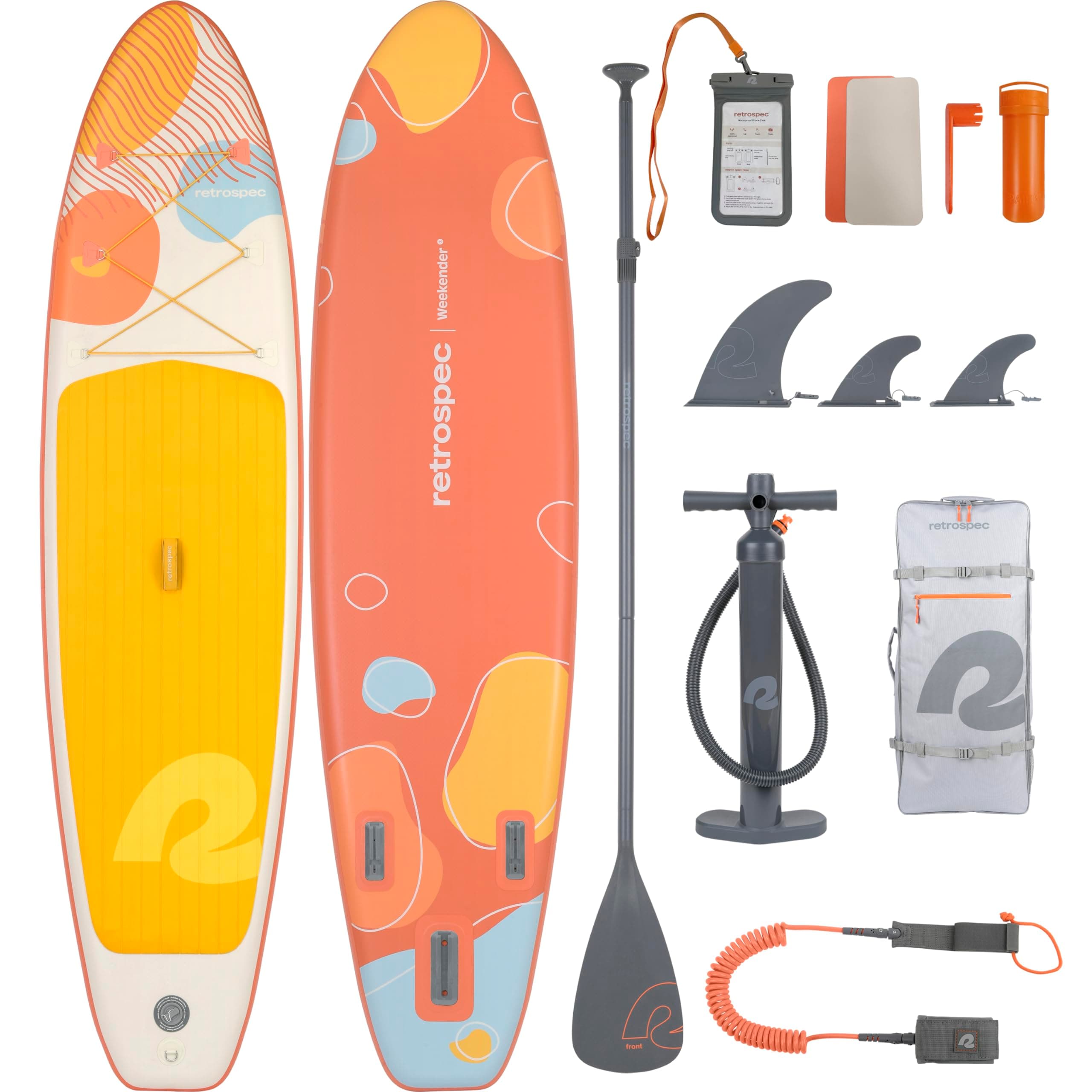 Retrospec Weekender Inflatable Stand Up Paddle Board Includes Paddle, Pump, and Accessories 10’6” Lightweight iSUP, Puncture Resistant Inflatable Paddle Board for Adults