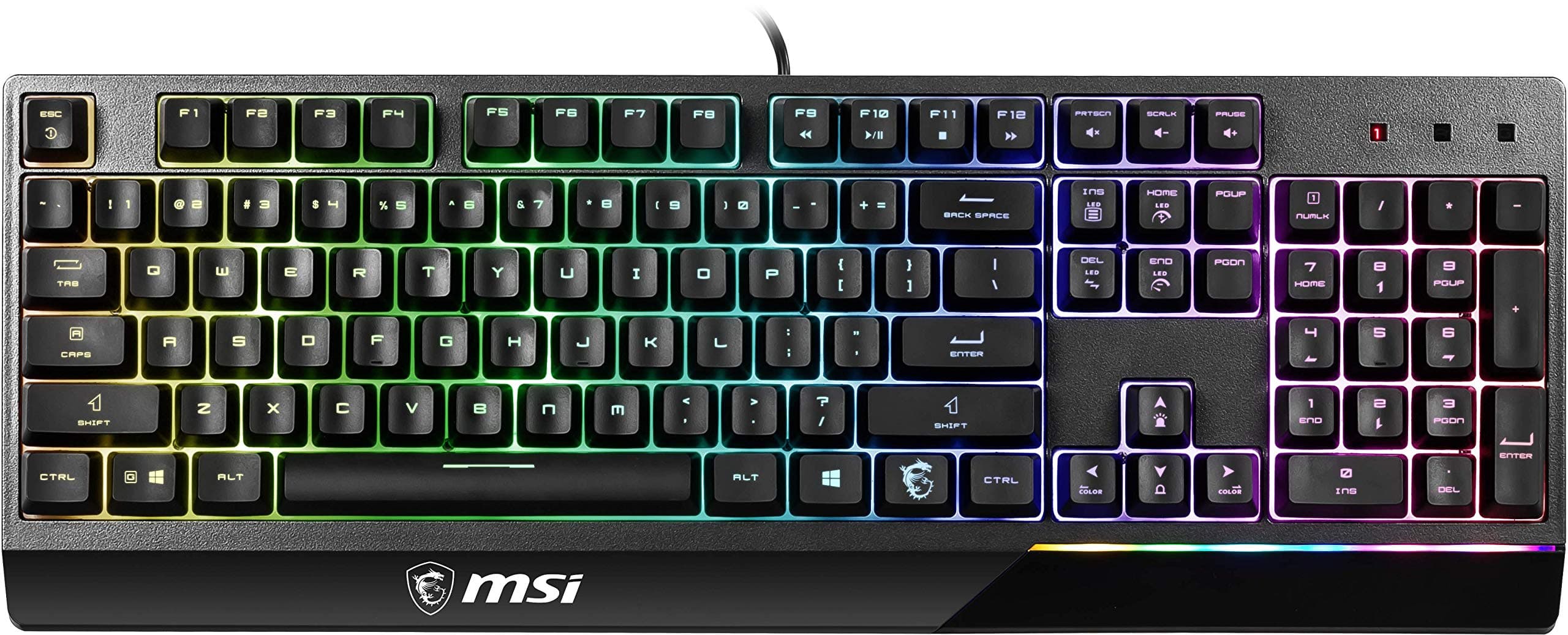 Vigor GK30 RGB Gaming Keyboard, 6-Zone RGB Lighting, Water Repellent & Splash-Proof, Mechanical-Like Plunger Switches, Black