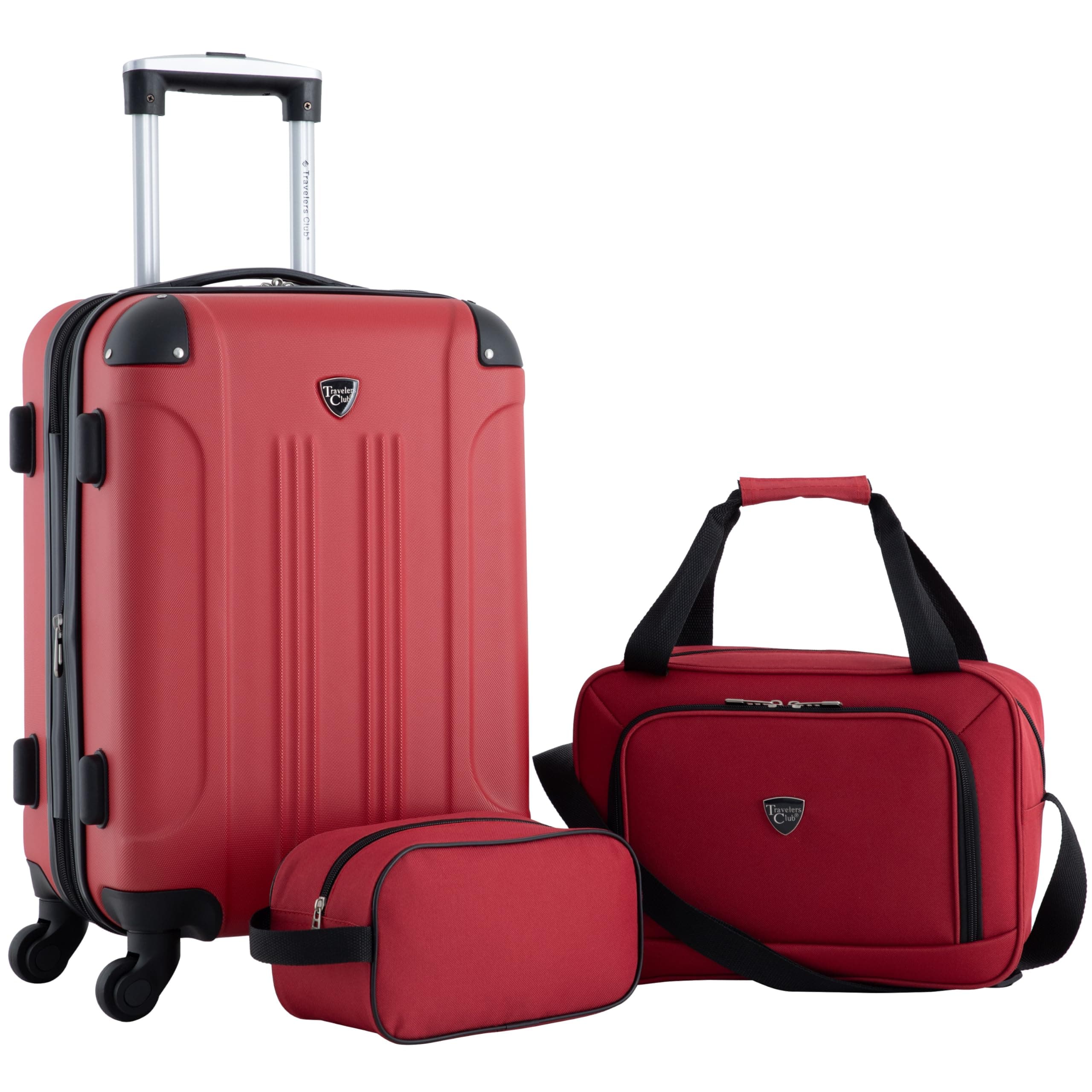 Chicago Hardside Expandable Spinner Luggage, Red, 3 Piece Set