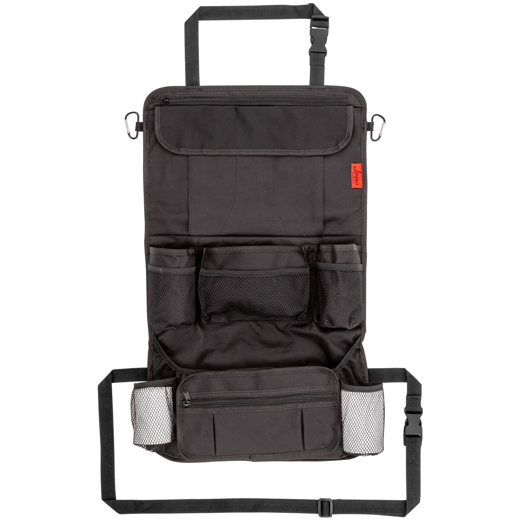 Lusso GearHeavy Duty Back Seat Car Organizer Extra Large for Protection, Sag Proof & Reinforced Corners, Protects iPad & Backseat, 12 Versatile Car Seat Organizer Storage Compartments (Black)