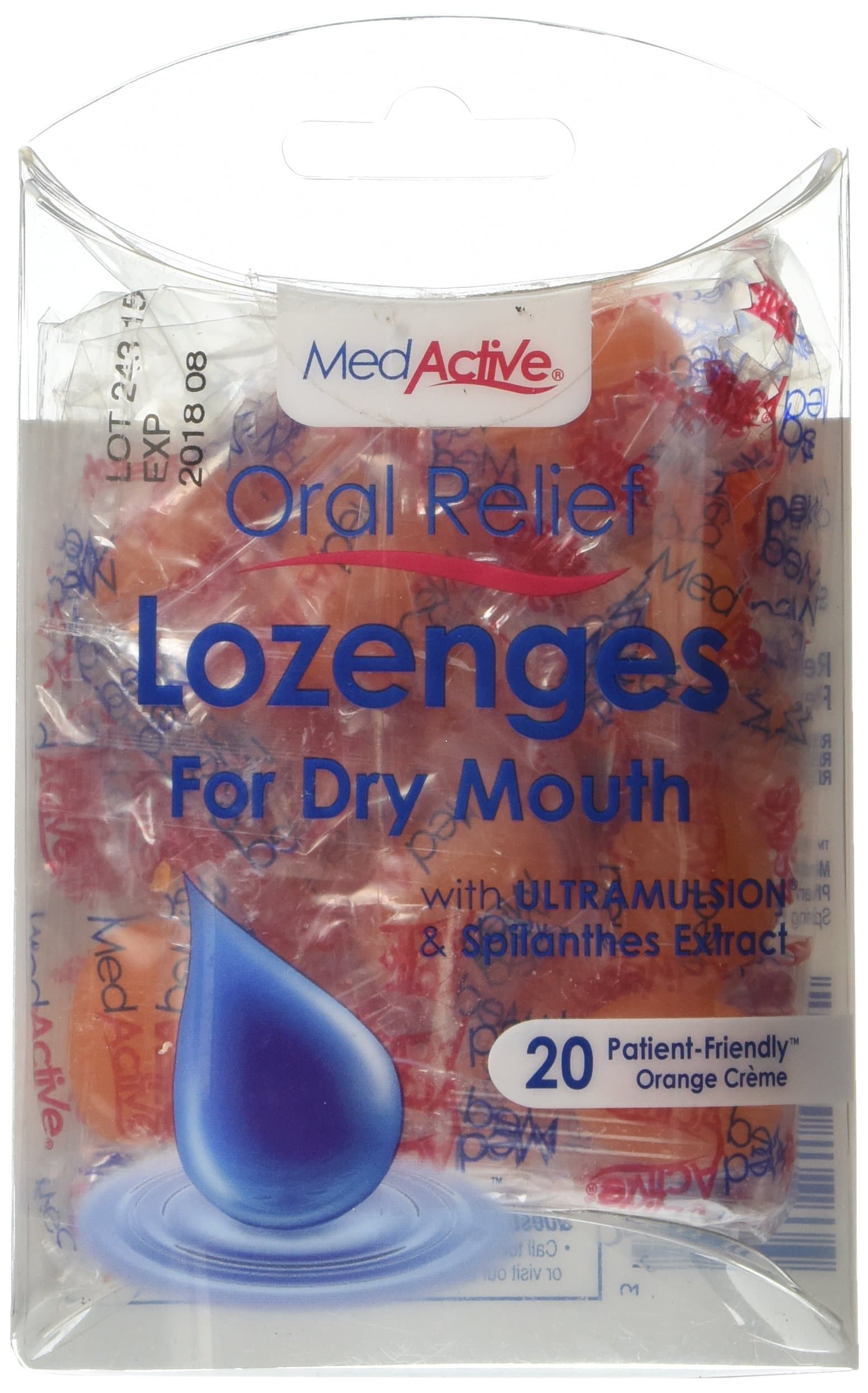 MedActive Oral Relief Lozenges, Orange Creme, 20 Count