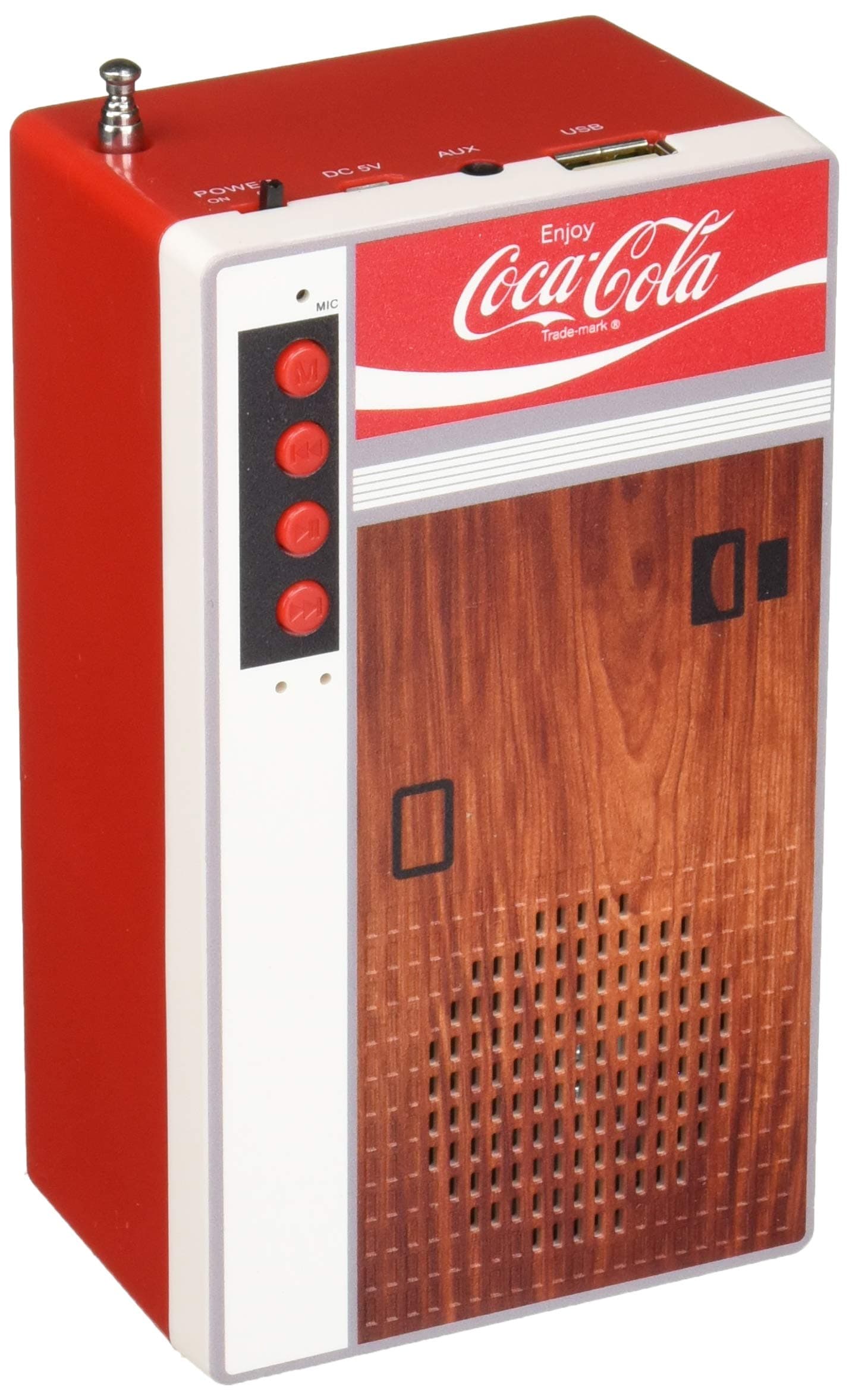 Coca-Cola Retro Style Bluetooth Speaker and FM Radio - Vending Machine Design, red