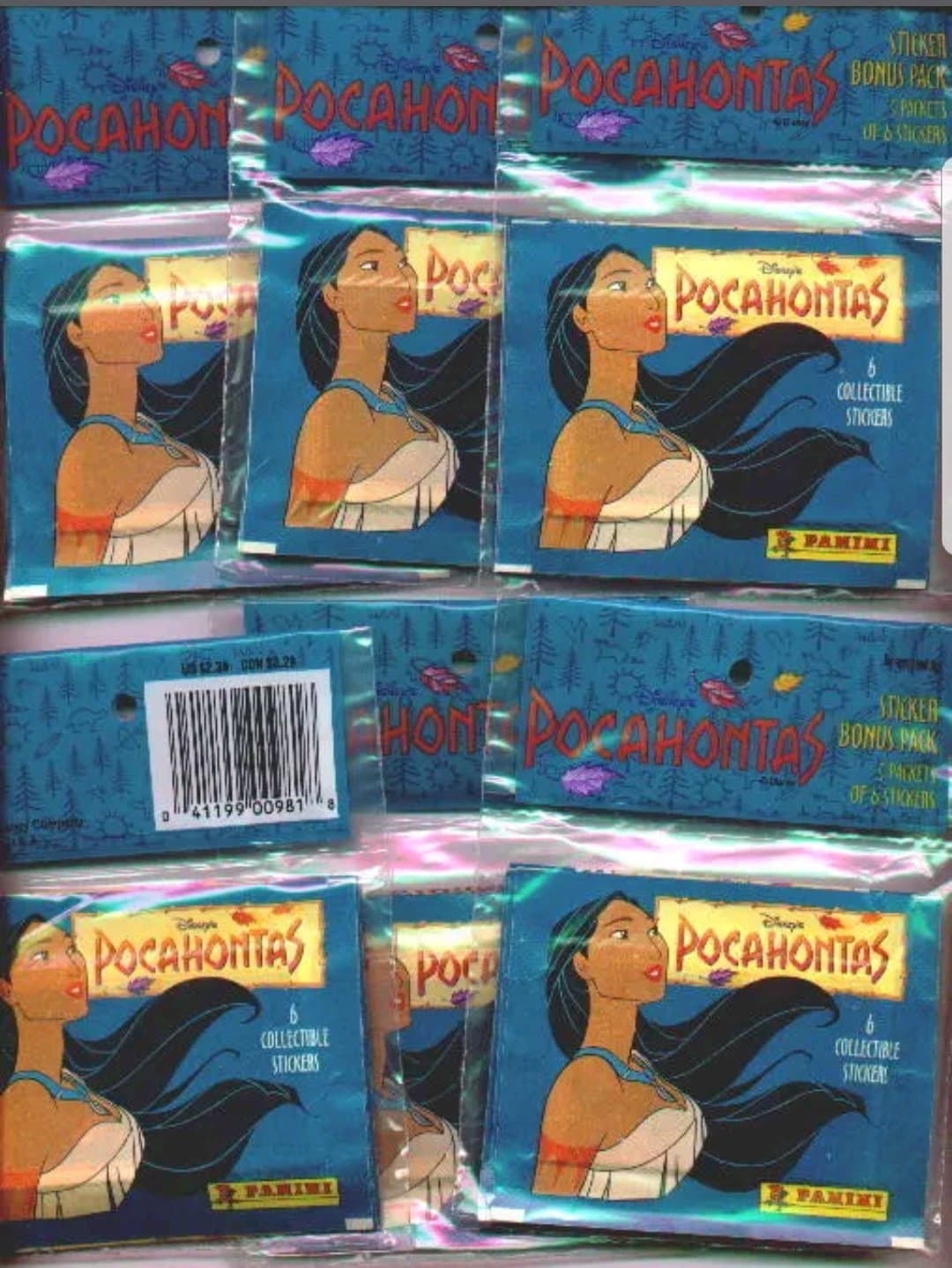 1 1995 Panini Disney's Pocahontas Sticker Album with 20 packs of stickers included