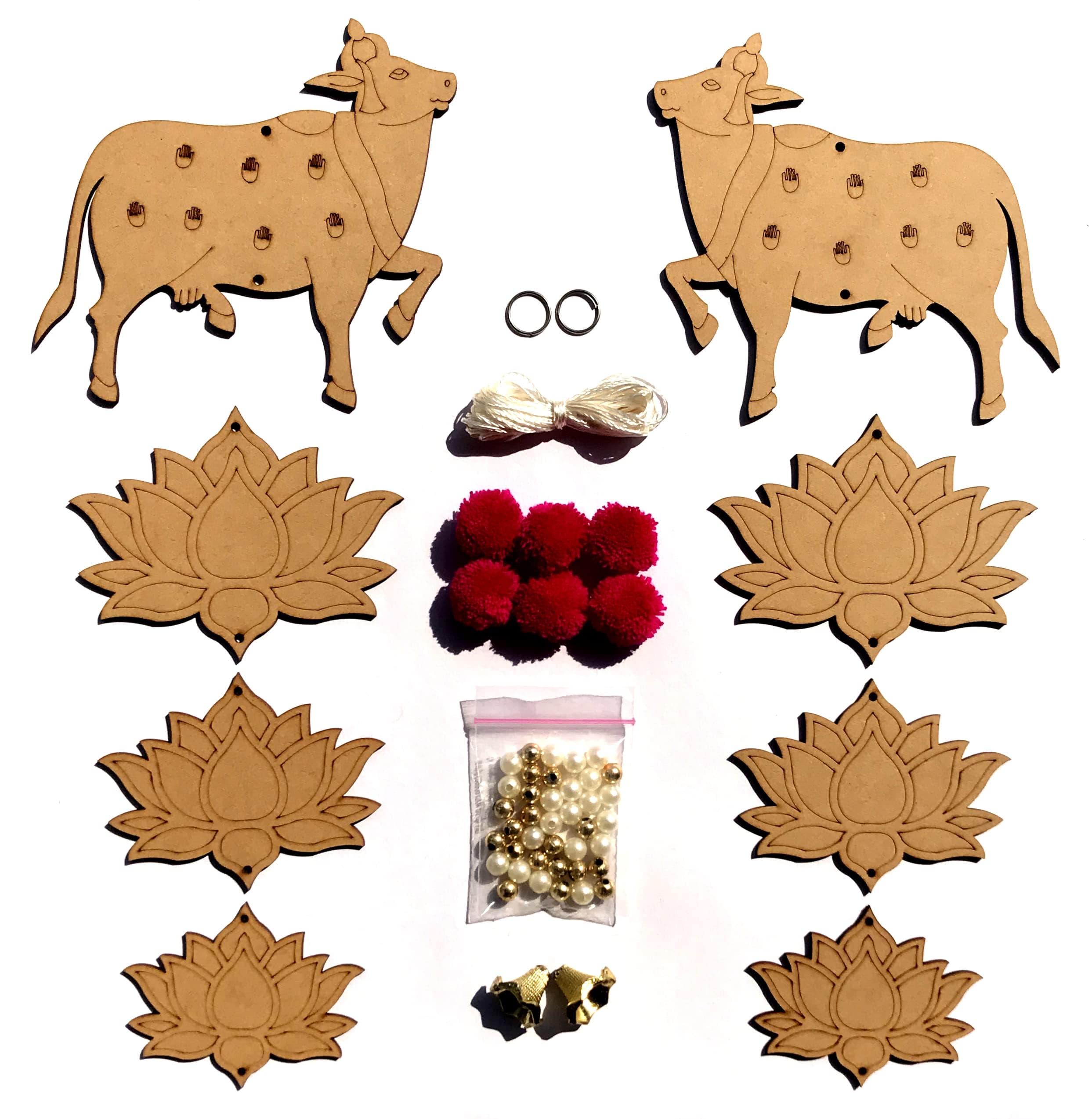 Pichwai Painting MDF Cutouts,Pichwai Cow Cutouts,Art and Craft kit for Adults,Lotus Cutouts,Hobby kit,Wall Hanging Decor.