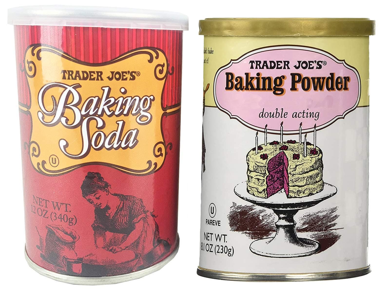 GroccsPro Trader Joe's Baking Powder Double Acting 8.1 oz. and Baking Soda 12 oz.