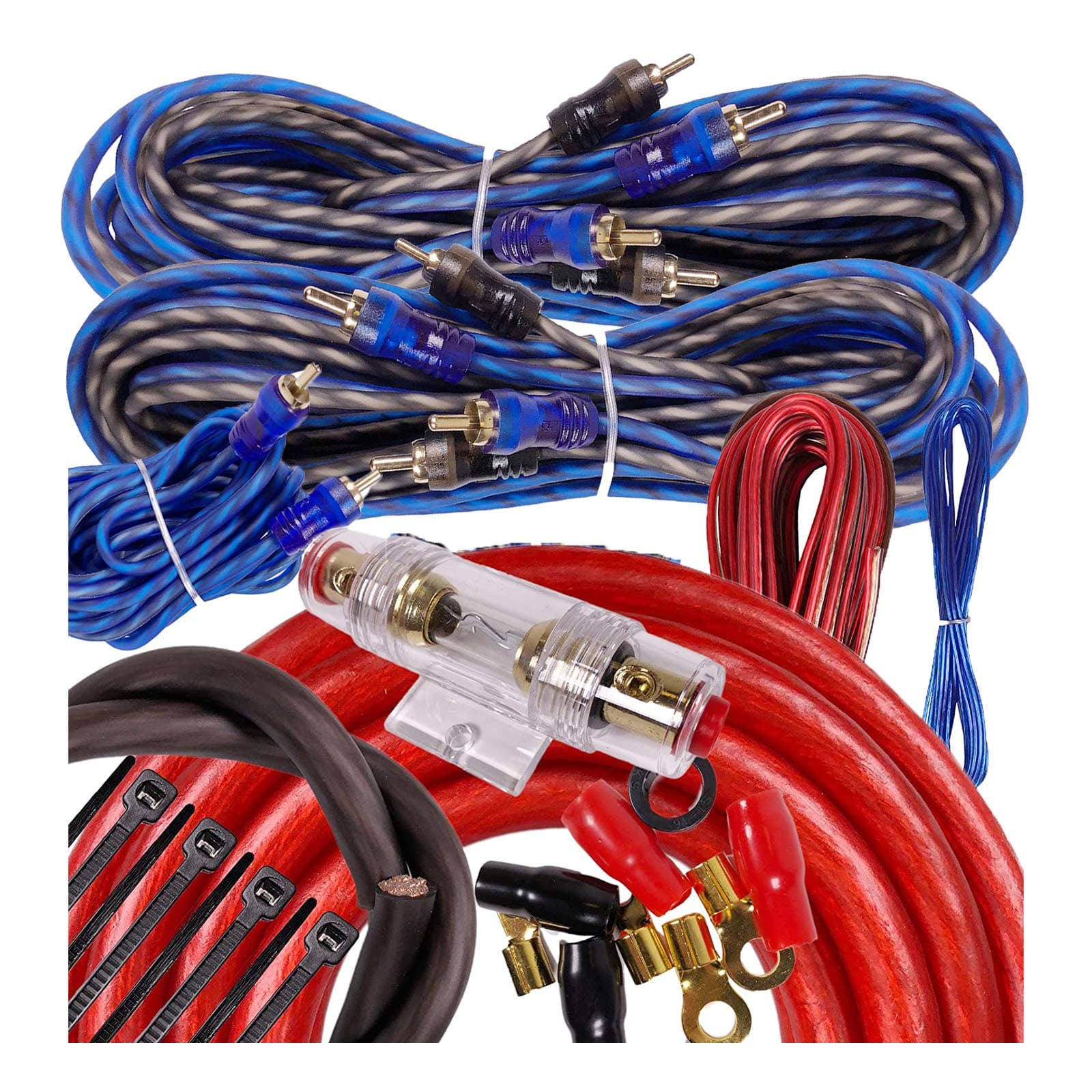 Complete 5 Channels 2500W Gravity 4 Gauge Amplifier Installation Wiring Kit Amp PK2 4 Ga Red- for Installer and DIY Hobbyist - Perfect for Car/Truck/Motorcycle/RV/ATV