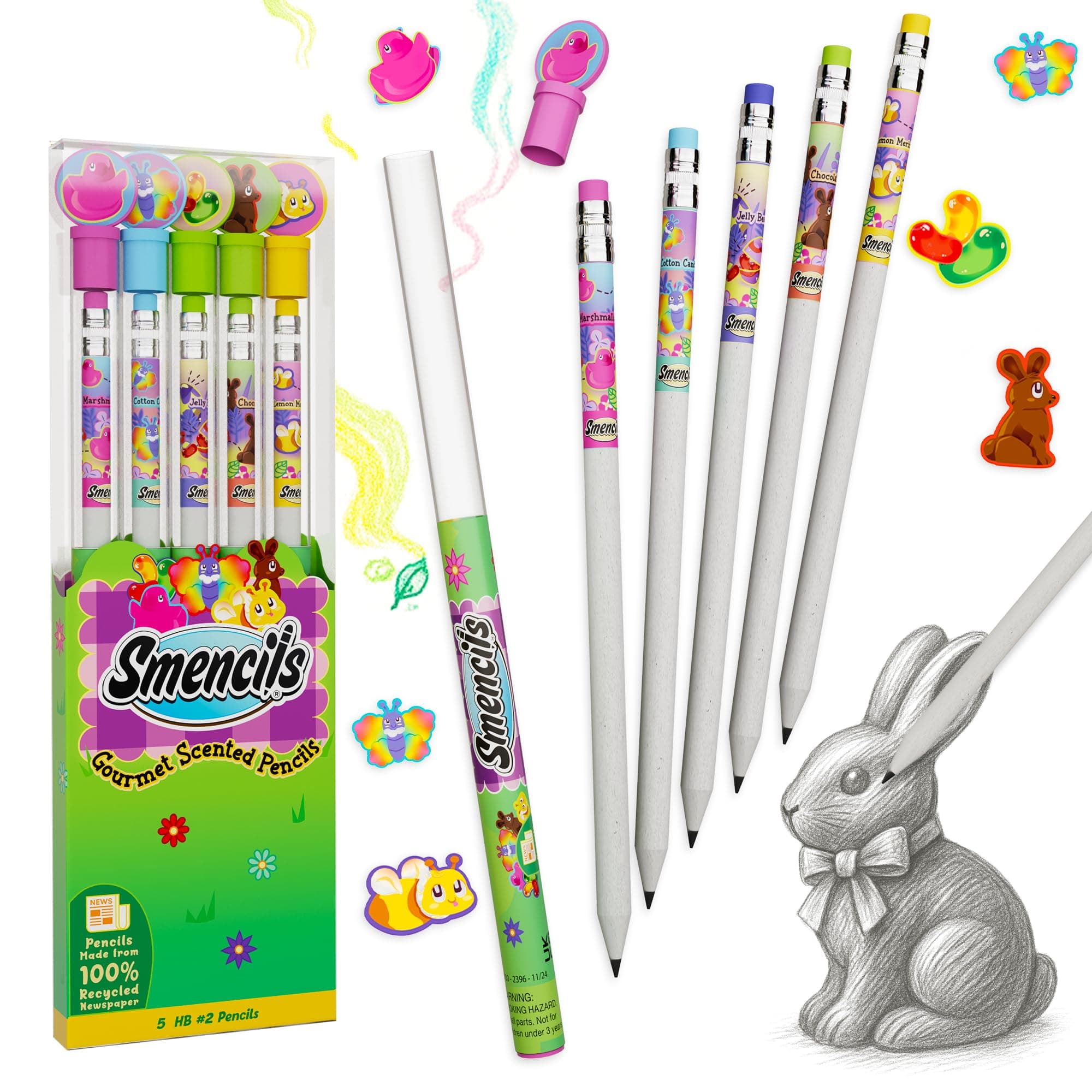 Spring Smencils - HB #2 Scented Pencils, 5 Count, Gifts for Kids, School Supplies, Classroom Rewards, Easter basket stuffers