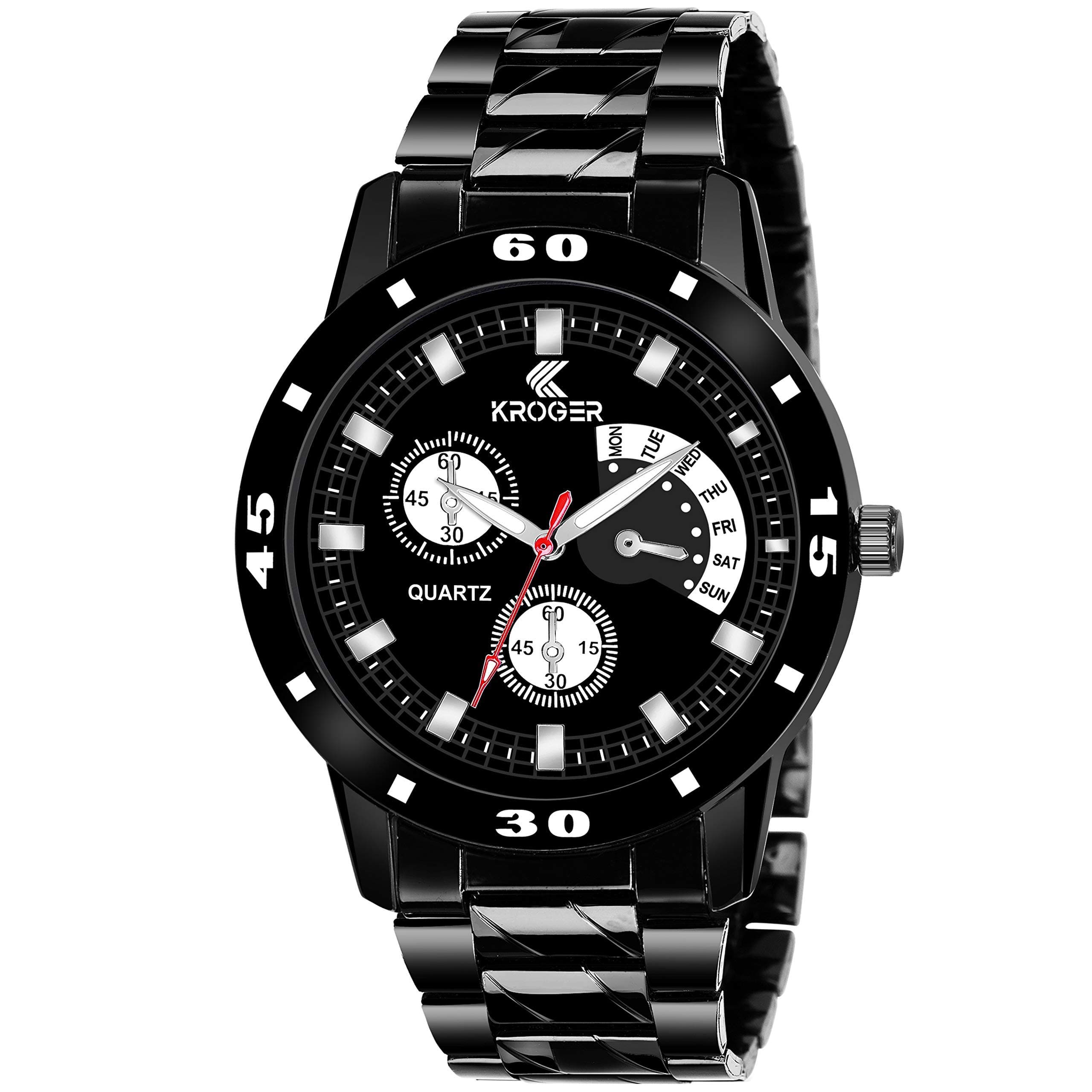 K-KROGER Analog Wrist Watches Analogue Boy's & Men's Watch (Black Dial Black Colored Strap)