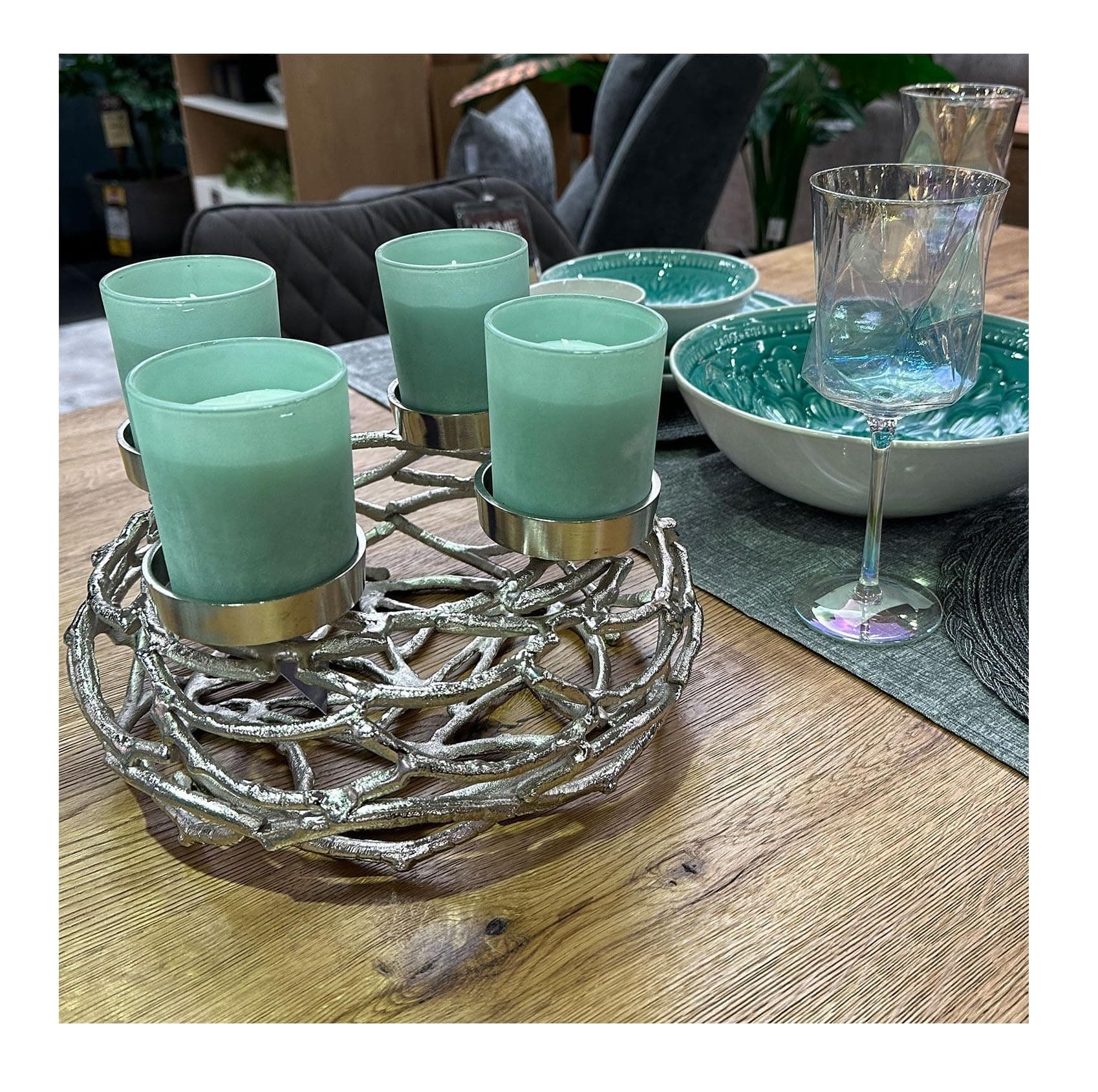 SPHINX Glass Votive Candle Holder, Tealight Candle Holder for Home Décor, Living Room, Table Centerpieces, Weddings, Dinner Parties, Candle Light Dinners, Gift - (Turquoise, Shot Glass- 6 Pieces)