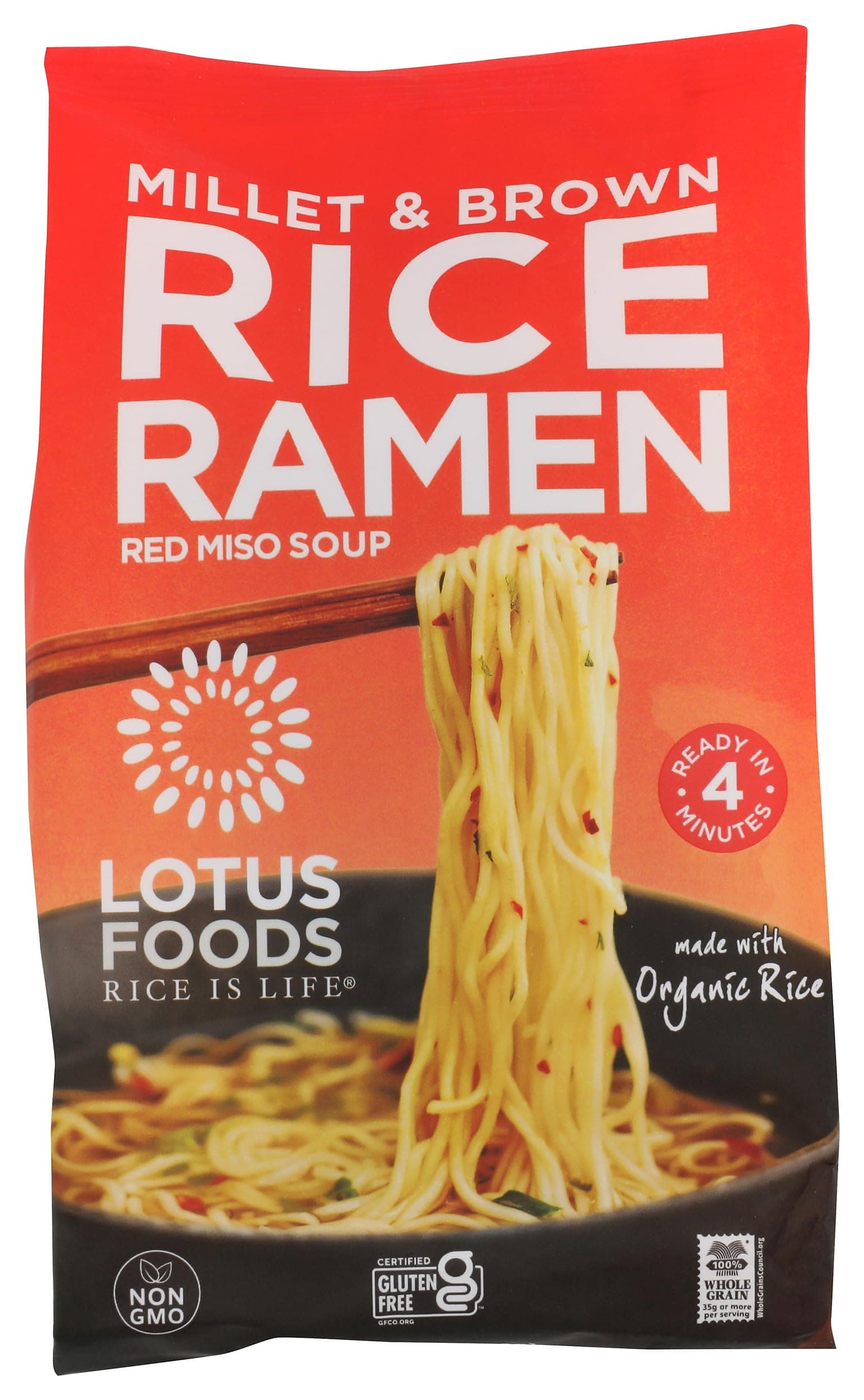 Lotus Foods Ramen - Organic - Millet And Brown Rice - With Miso Soup - 2.8 Oz - Case Of 10