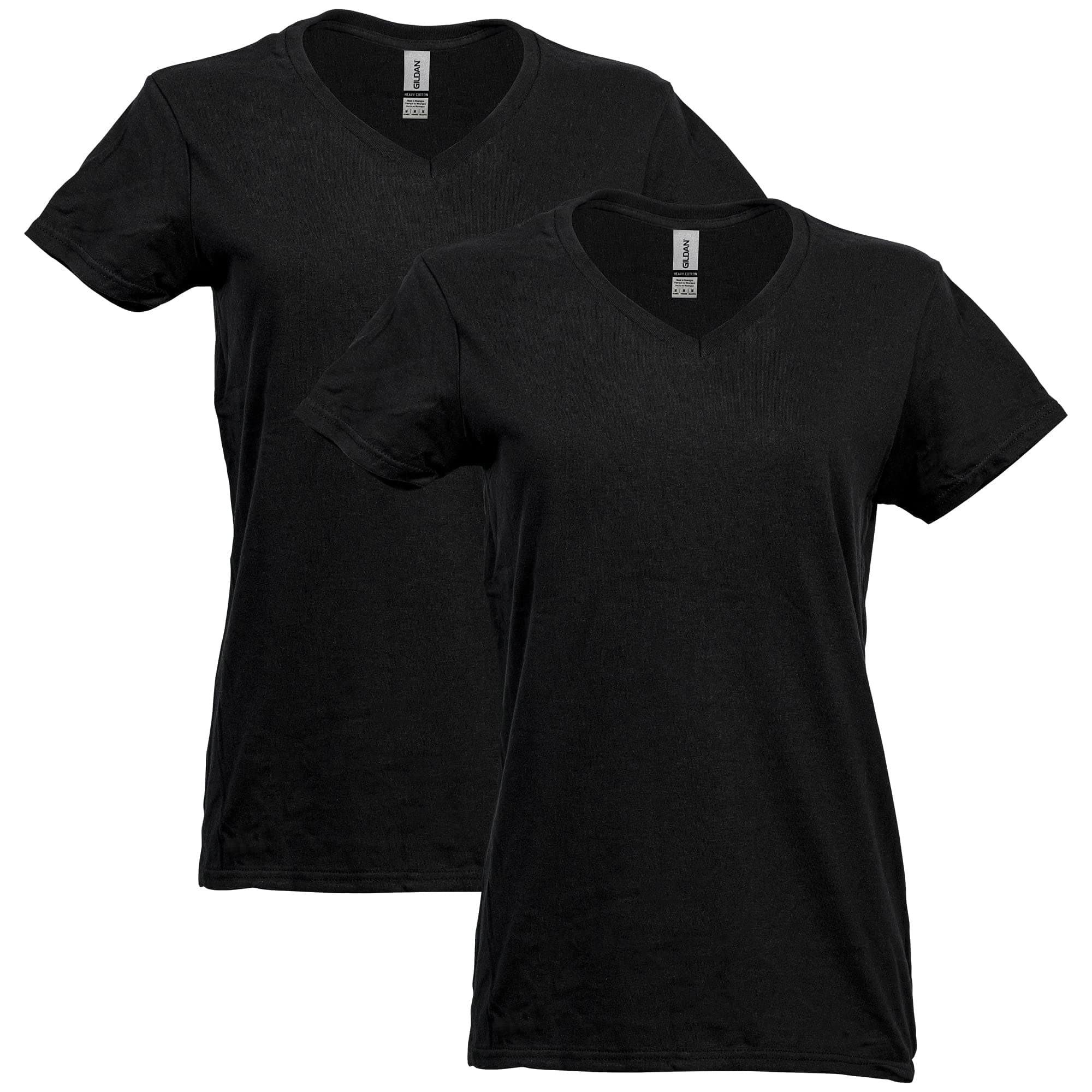 Women's Heavy Cotton V-Neck T-Shirt, 2-Pack