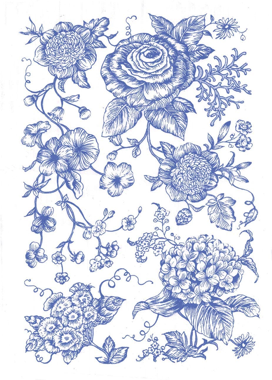 Ceramic Decals - Flower 17 (Blue)