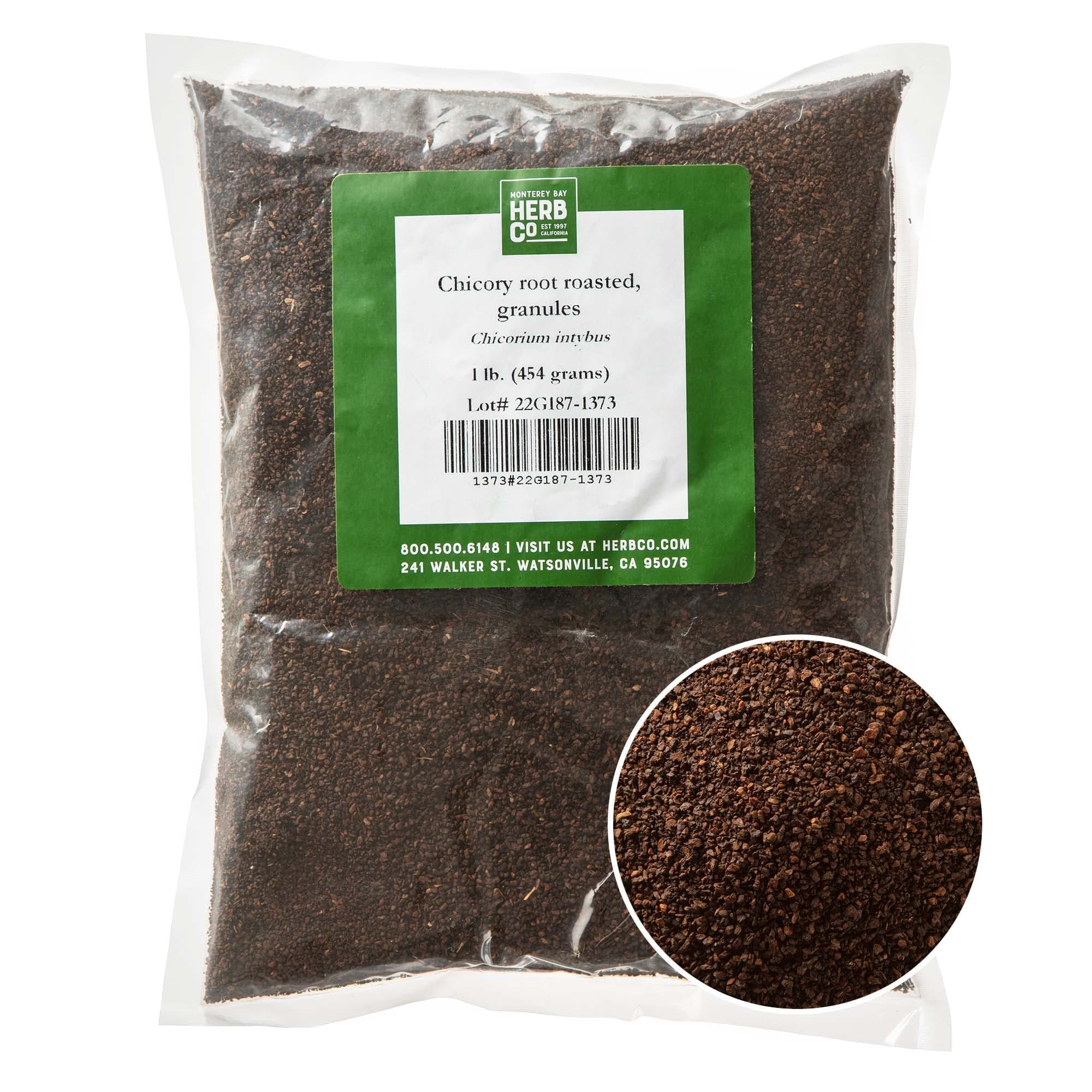 MONTEREY BAY HERB CO CHICORY ROOT Roasted Granules 1 LB - NATURAL Coffee and Tea Substitute - CAFFEINE FREE Beverage CERTIFIED Kosher (1 Bag (16 oz))