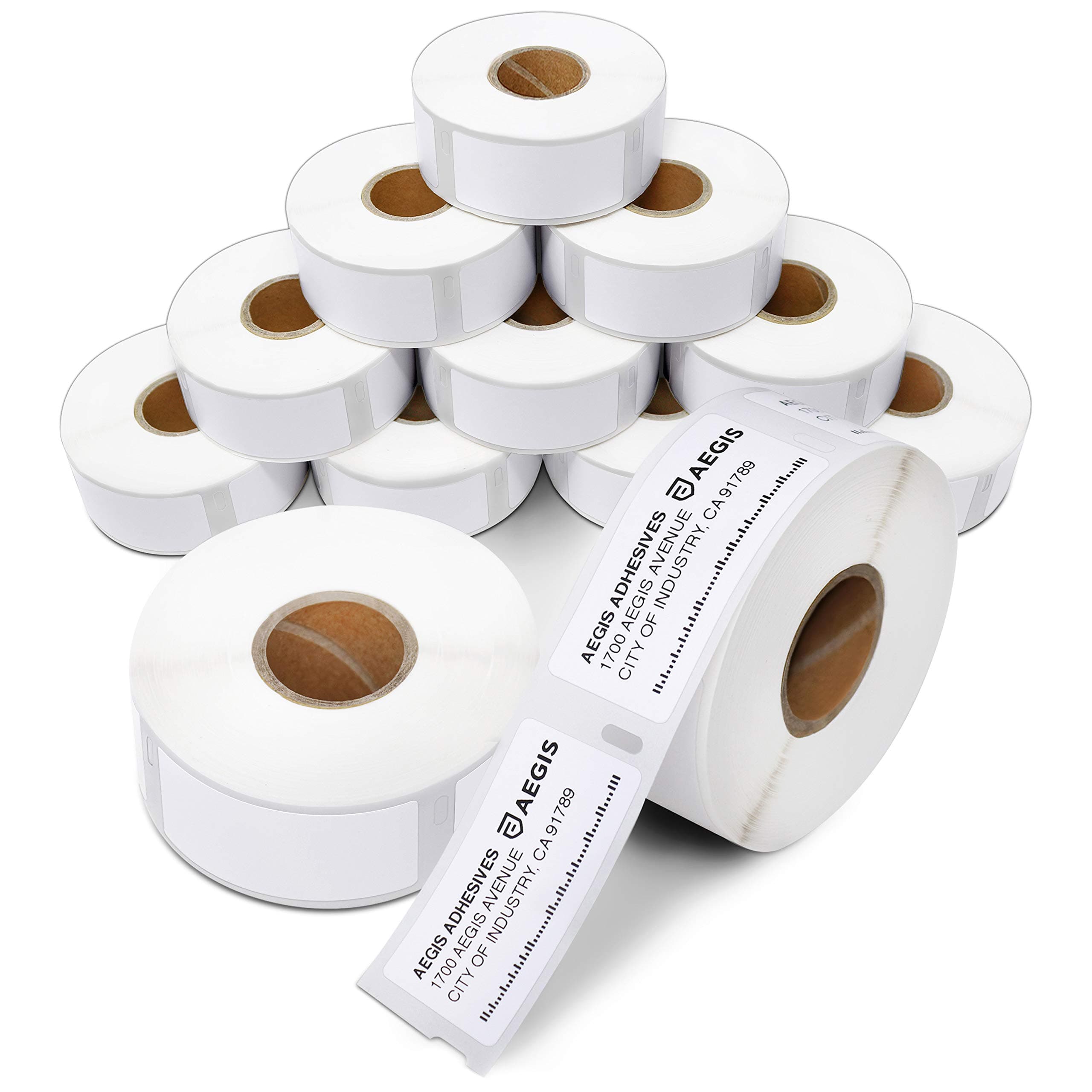Aegis Adhesives - Replacement for DYMO 30336 (12 Rolls, 6000 Labels) 1" X 2 1/8" Direct Thermal Barcode and Address Labels - Compatible with LabelWriter 450, 450 Turbo, 4XL (NOT 550, 5XL)