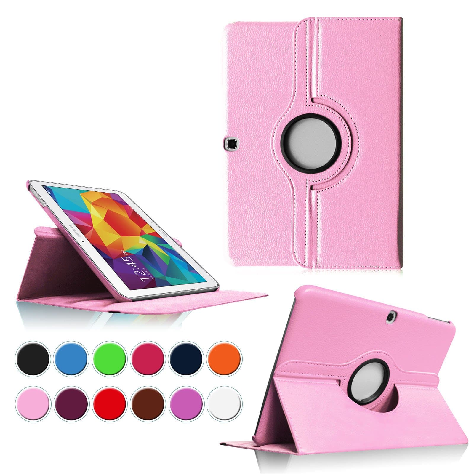 (BABY PINK) 360 Rotating Leather Stand Case Magnetic Wake/Sleep Cover for Samsung Galaxy Tab 4 10.1 /Tab 4 Nook 10.1 SM-T530NU 10.1-Inch Tablet