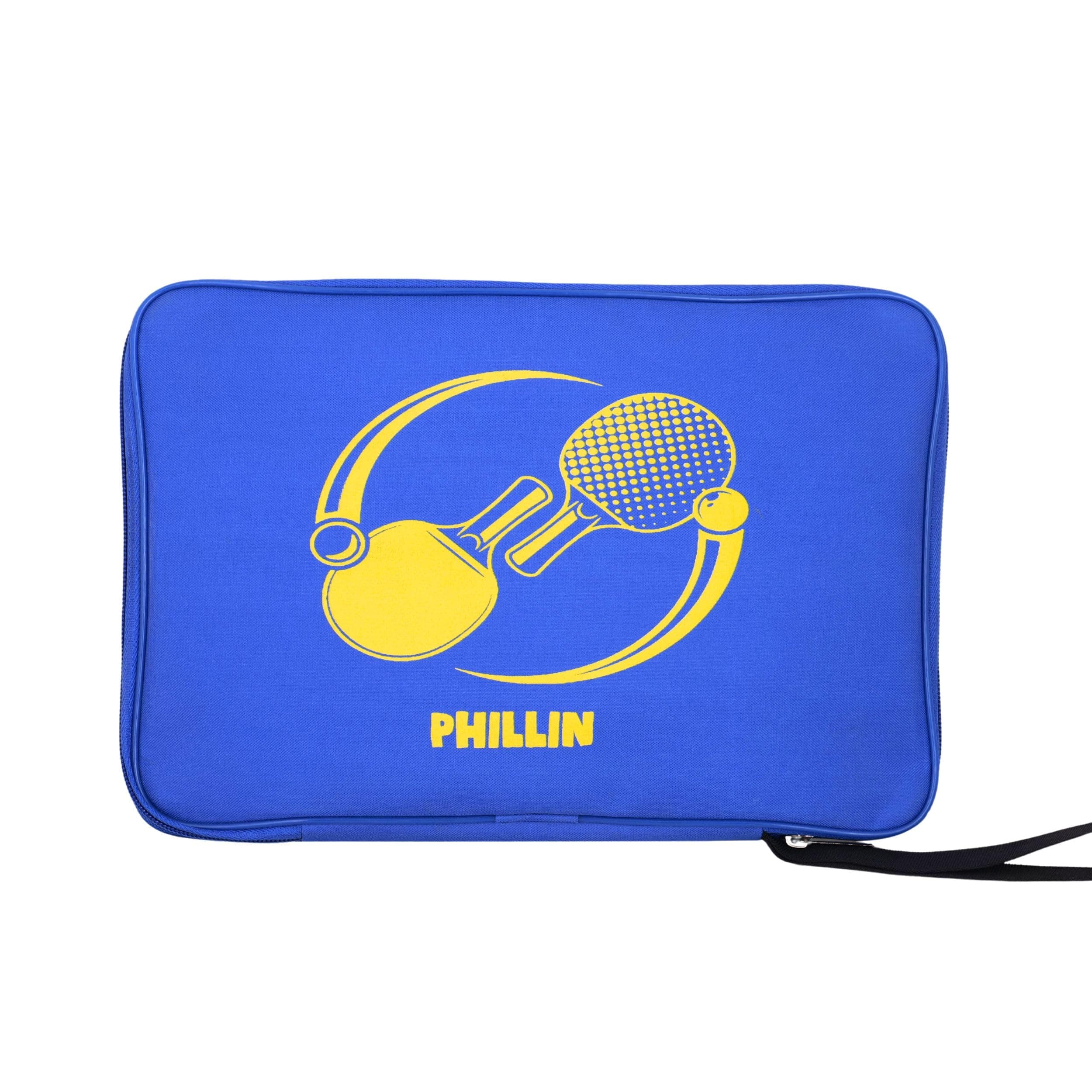 PHLLIN Table Tennis Racket Cover with Zipper Closure TT Bag Soft Feel Portable Waterproof Bat Carrier Ping Pong Paddle Case – Blue