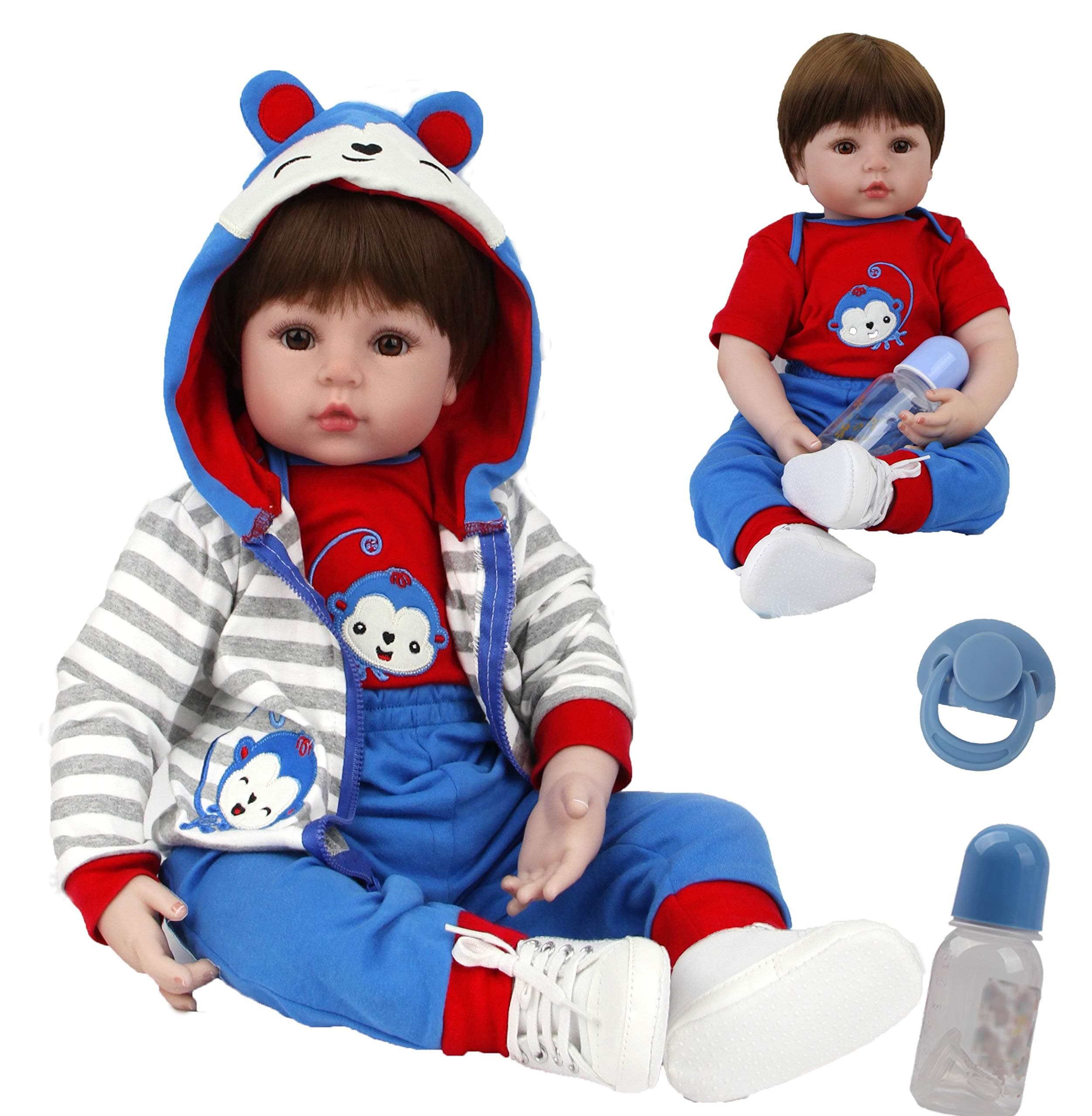 antboat 24inch 60cm Reborn Baby Dolls Boy Vinyl Soft Silicone Quality Handmade Real Life Newborn Baby Boys Reborn Baby Toddler Cheap Toys Best for Children