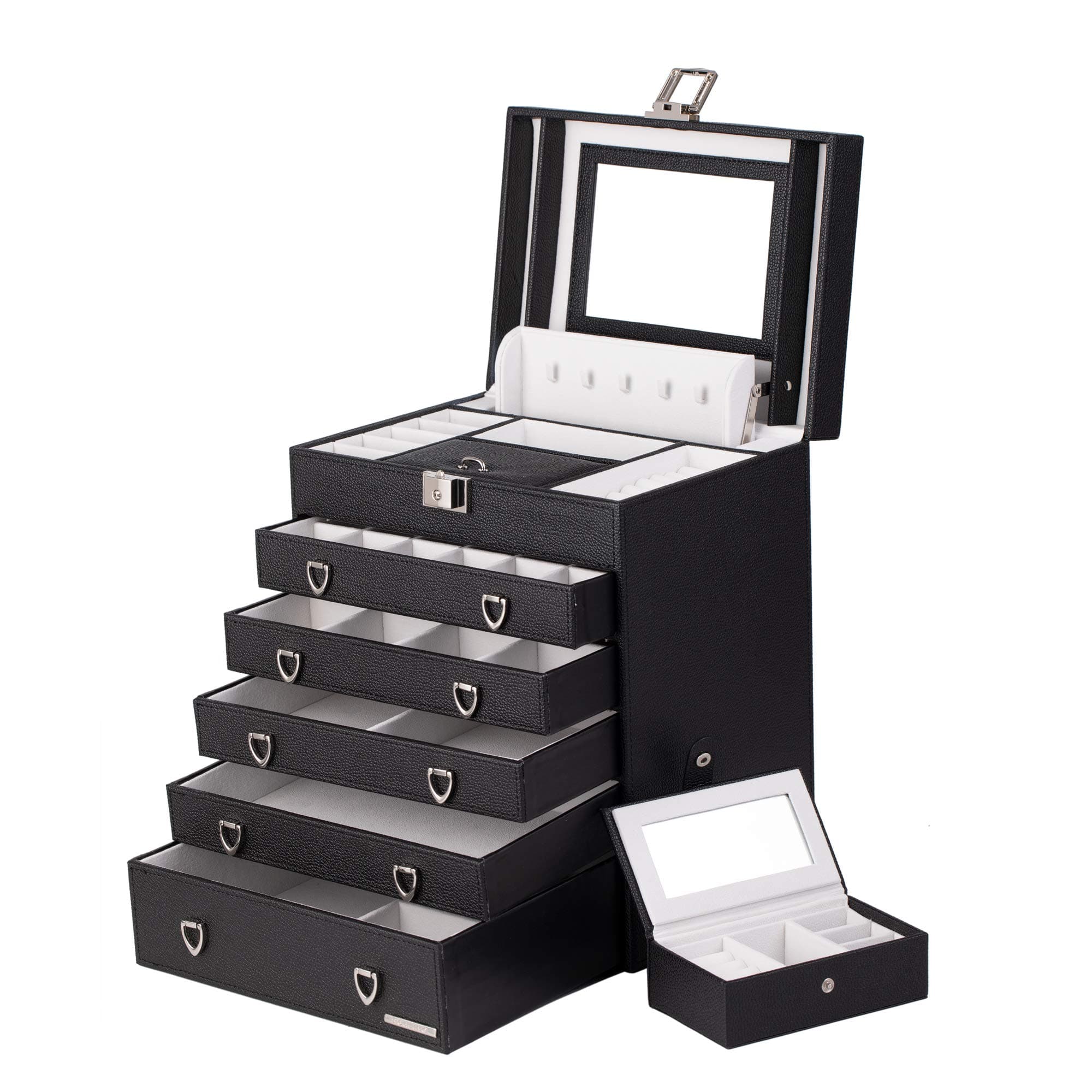 BELLAMORE GIFT Large Leather Jewelry Box/Organizer for Women, Gift Box for Necklaces, Bracelets, Watches, Earrings, Rings