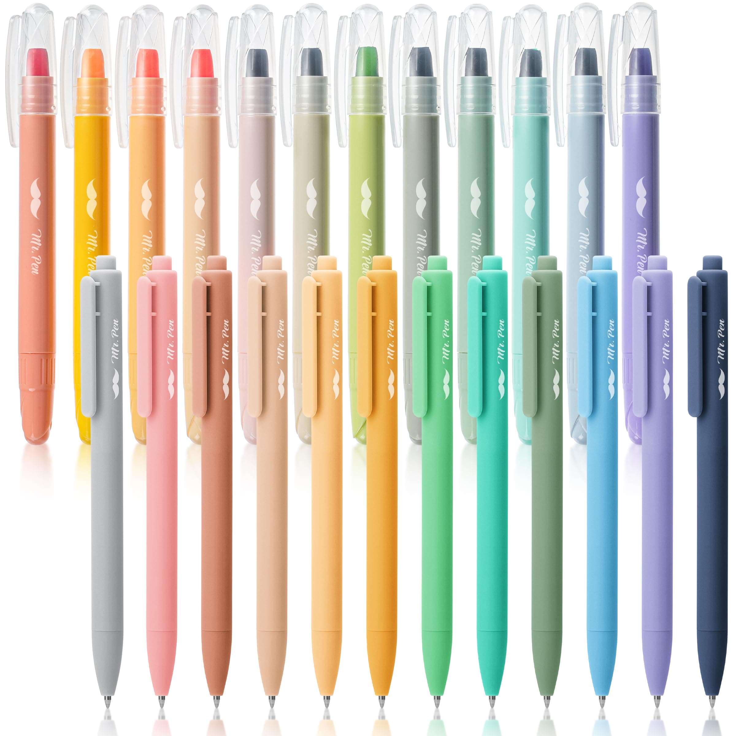 Bible Highlighters and Pens, 24 Pack, Gel Highlighters, No Bleed, Assorted Colors, Cute Pens