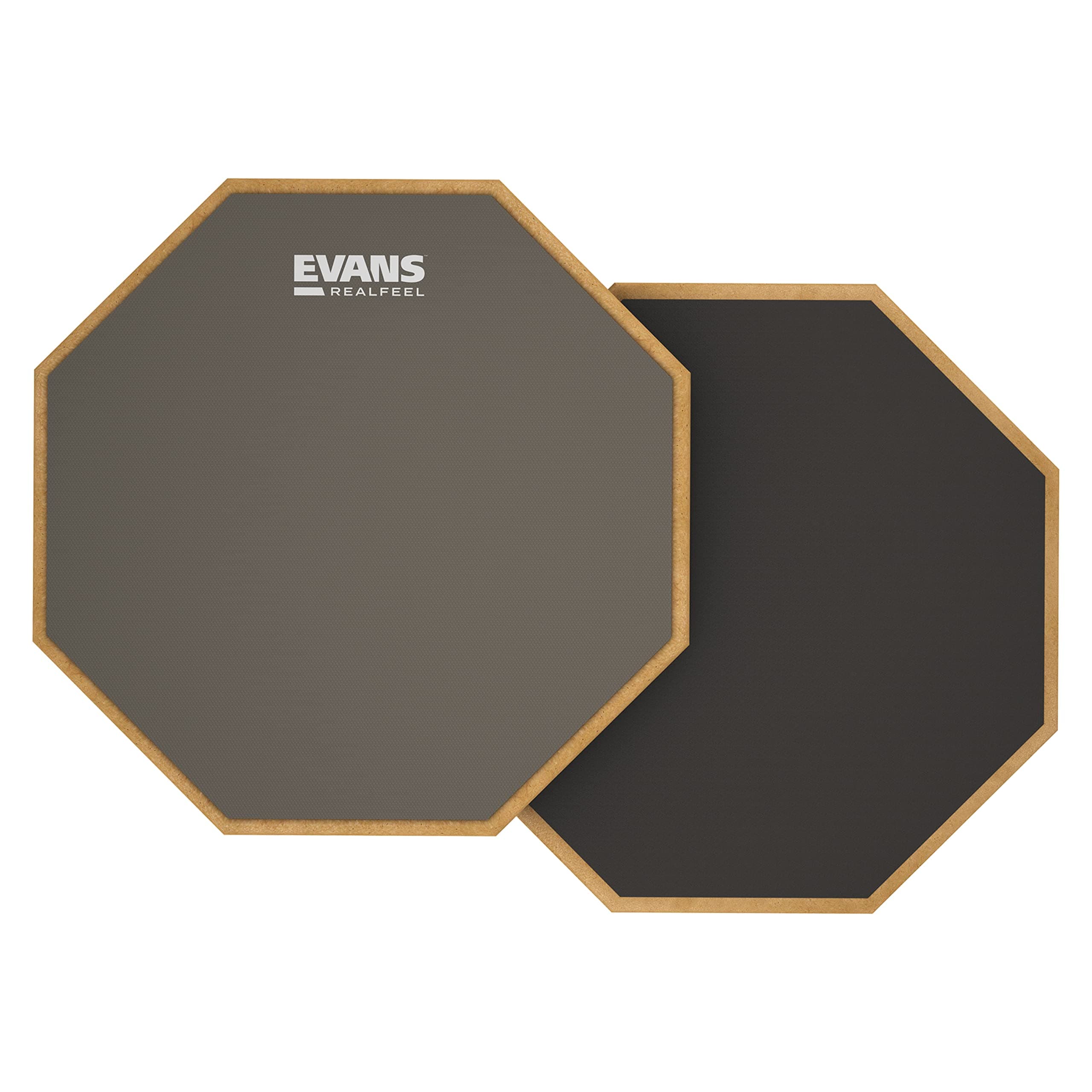 Evans RealFeel - Drum Practice Pad Drummer Gum Rubber & Neoprene, 2 Sided, 12 Inch