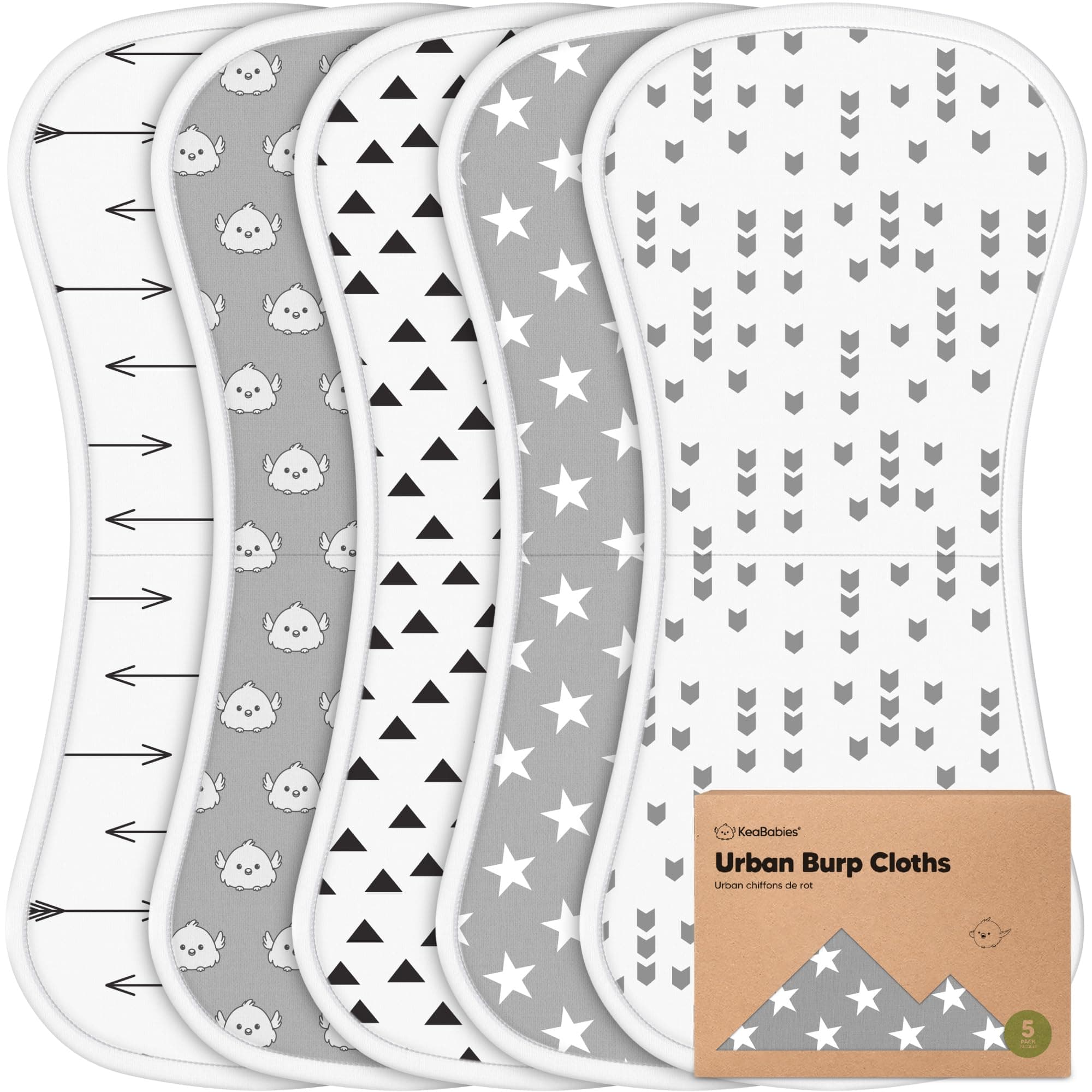 Organic Burp Cloth for Boys and Girls - 5 Pack Super Absorbent Burp, Burp Cloth, Newborn Towel - Milk Spit Up Rug, Burpie Bib for Unisex, Boys, Girls - Burp Cloth Set
