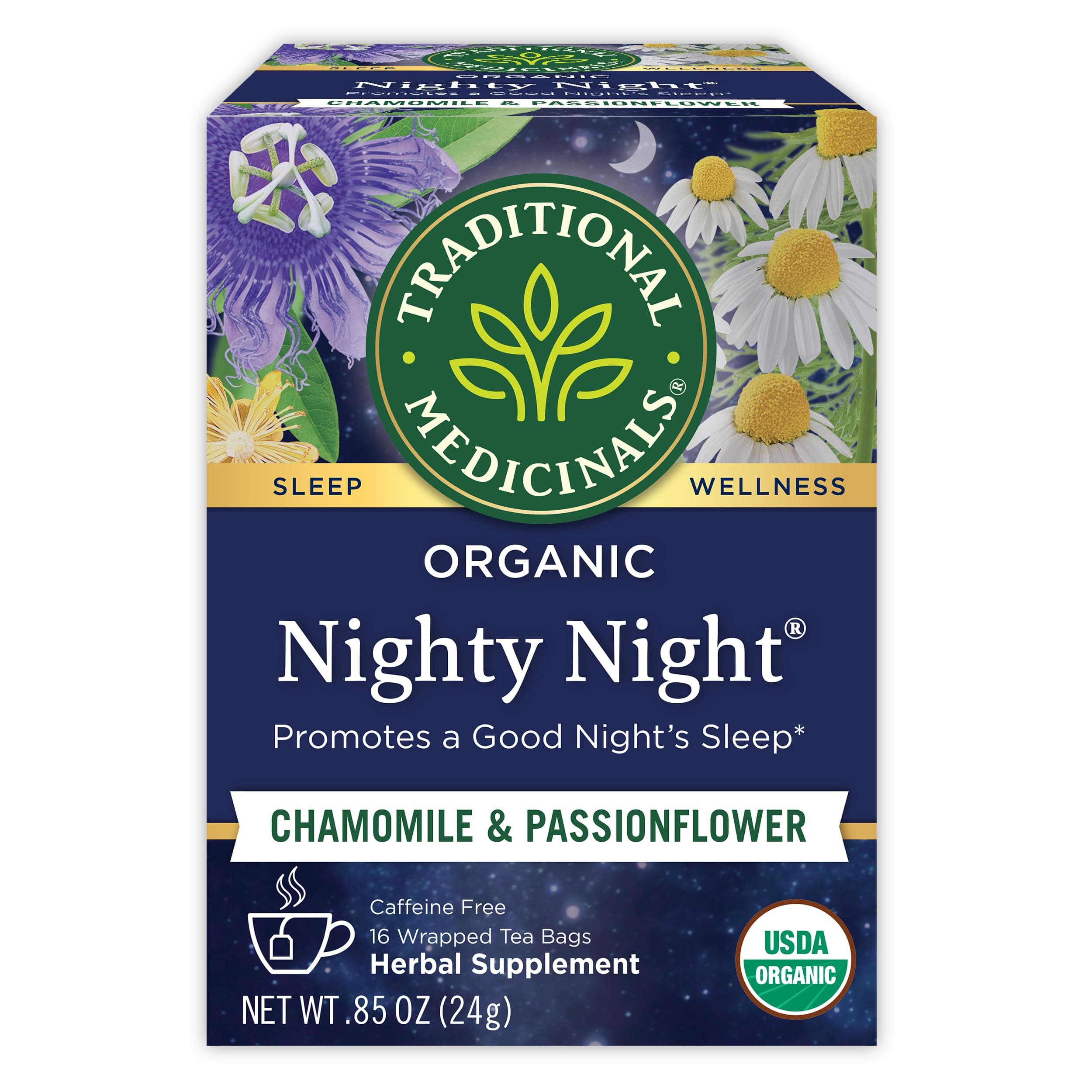 Traditional Medicinals Organic Nighty Night Tea, Caffeine Free, 16 Count