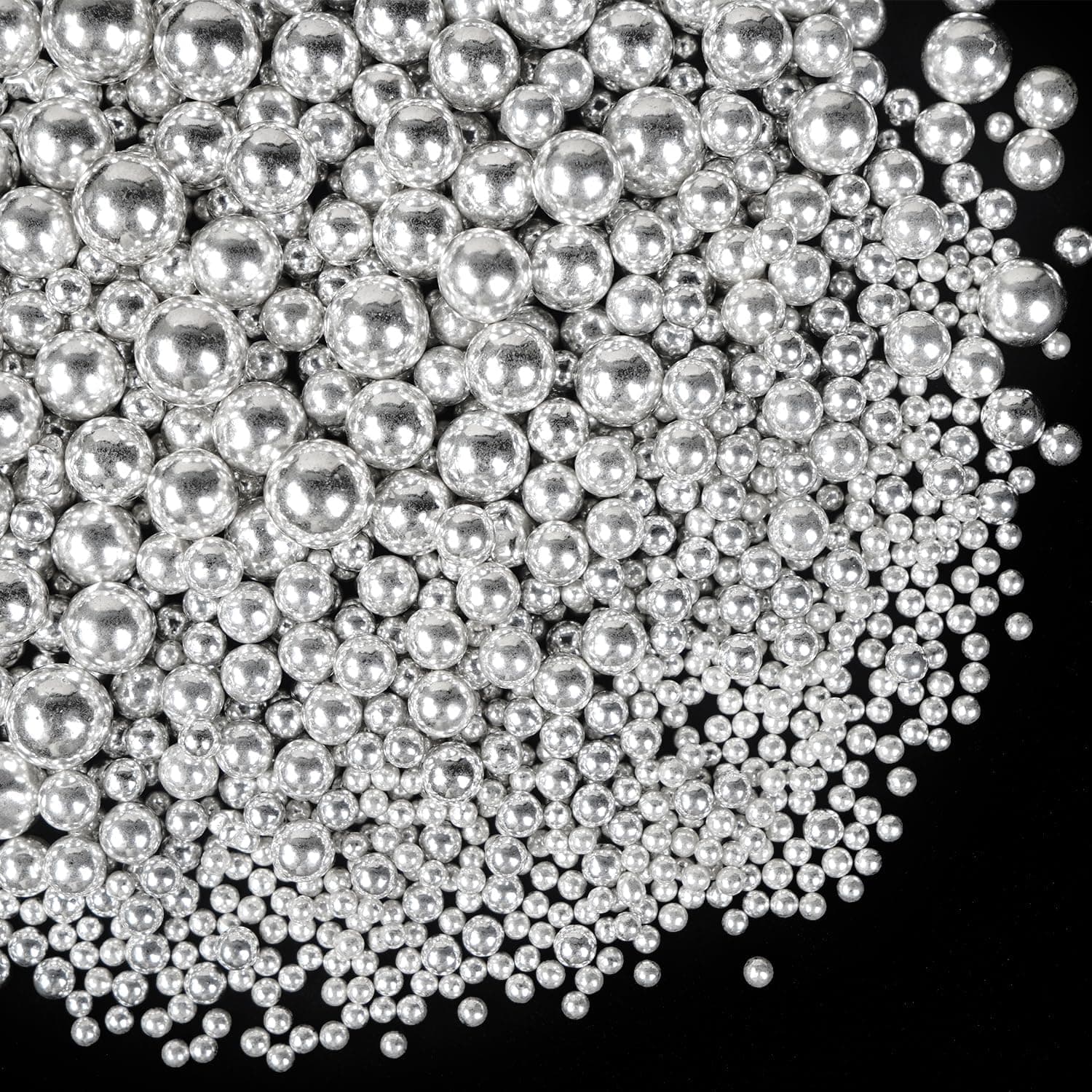 Sliver Pearl Sprinkles Sugar Candy Pearls 130g/4.58 Oz, Mix Size for Baking Cake Decorations, Ice Cream Toppings and Cookie Decorating, Wedding Party Chirstmas Supplies