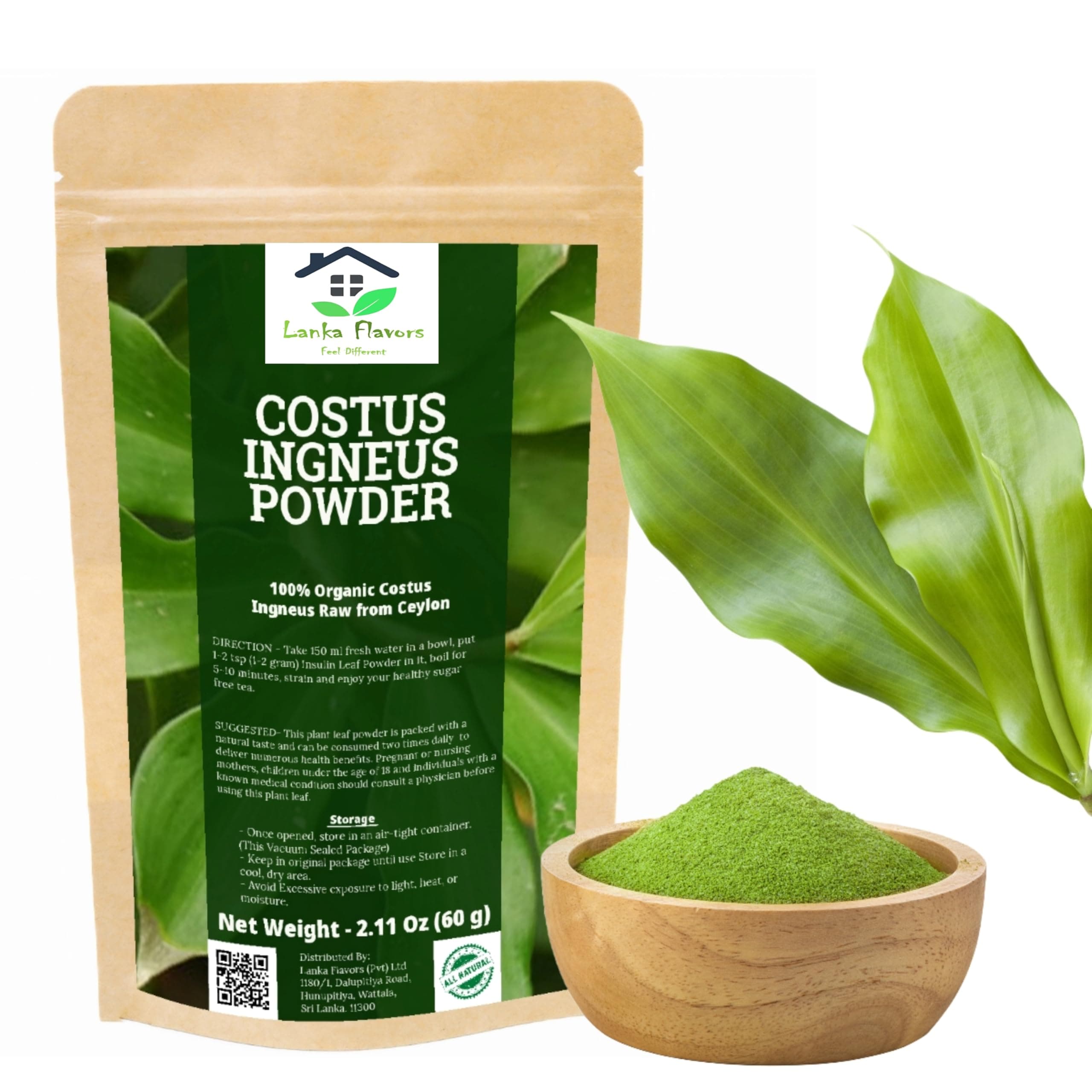 Costus Igneus Powder 2.11 Oz/ 60g Natural Sugar-Free Herbal Tea