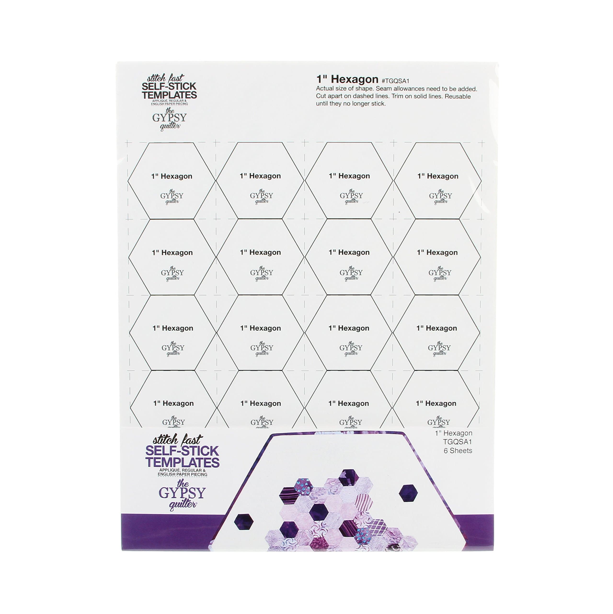 Gypsy Quilter Stitch Fast Self-Stick Template 1 in Hexagon