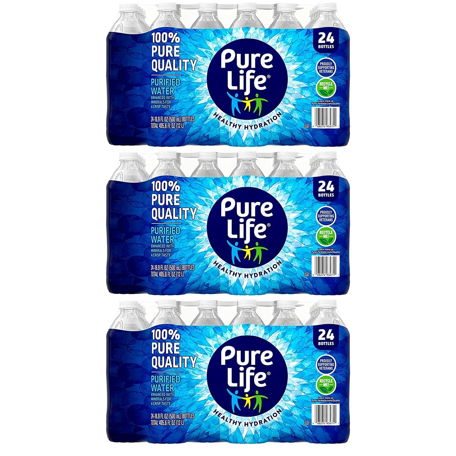 Pure Life Purified Mineral Water, 16.9 fl oz 24 pack (3 cases)