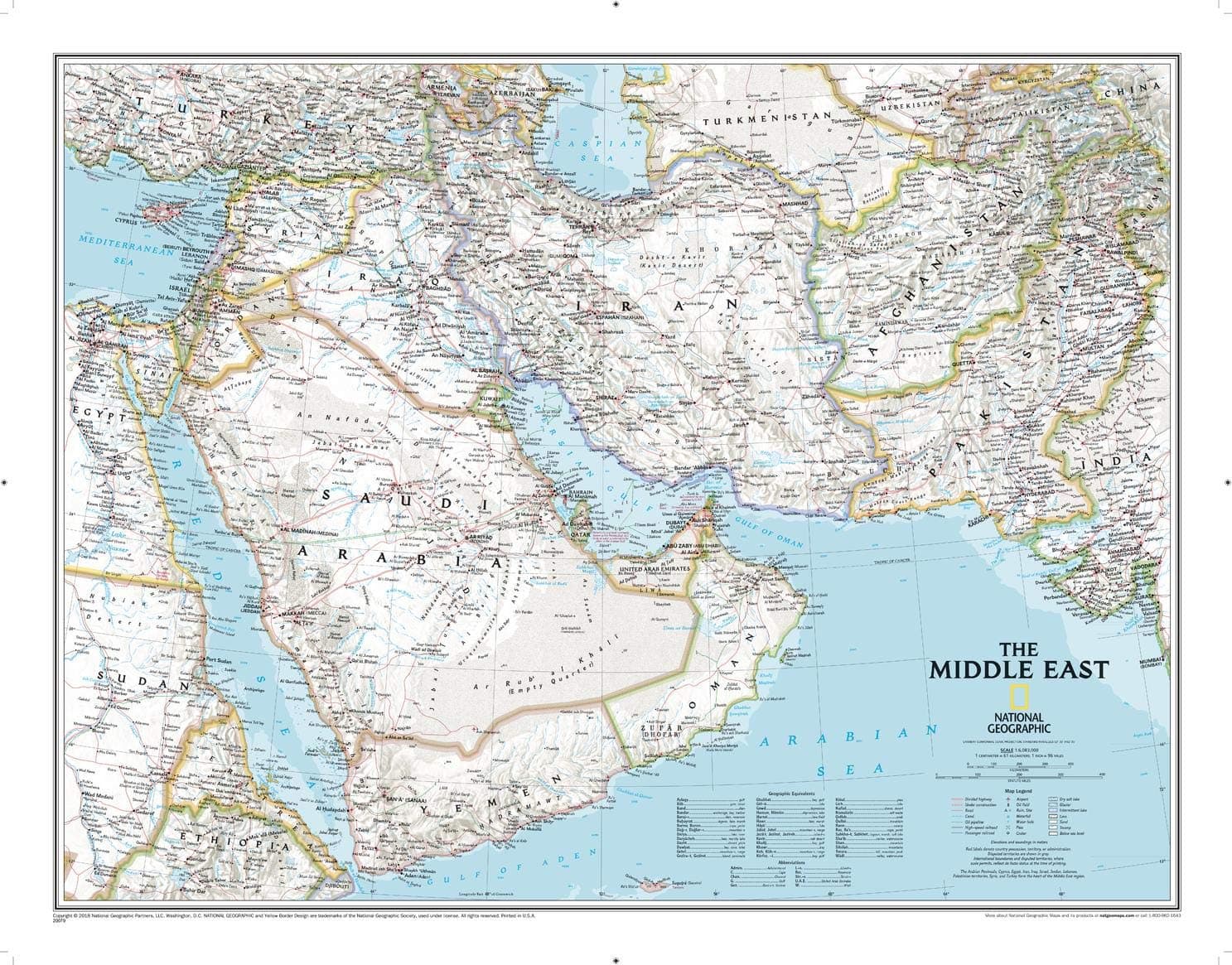 National Geographic Maps Division Middle East, laminated: Wall Countries & Regions