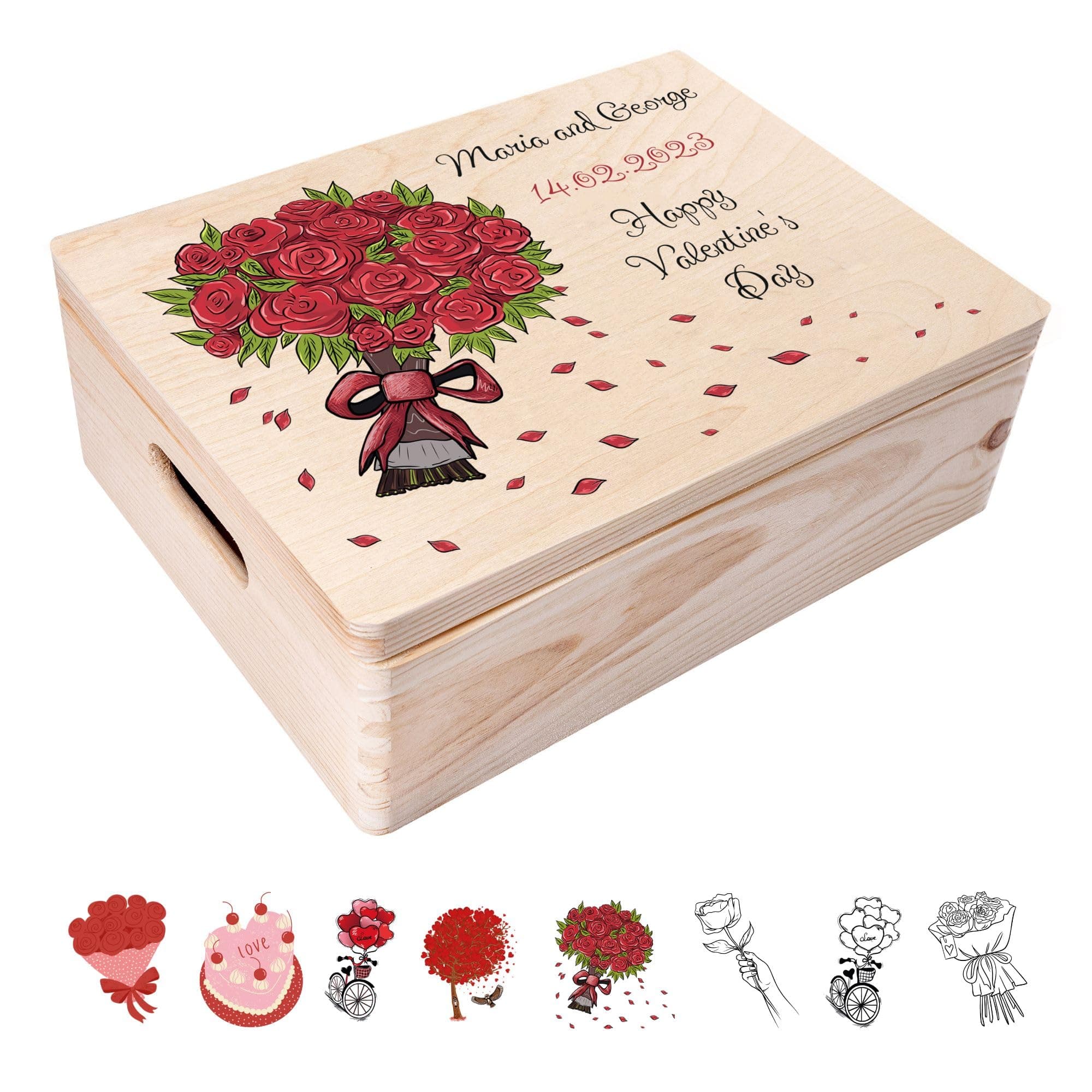 Creative Deco Personalised Valentines Gifts for Her/Him | For Women, Men & Couples | Unique Wish Custom Gift Box | Customised Wooden Storage Box | Perfect as a Keepsake or Decoration
