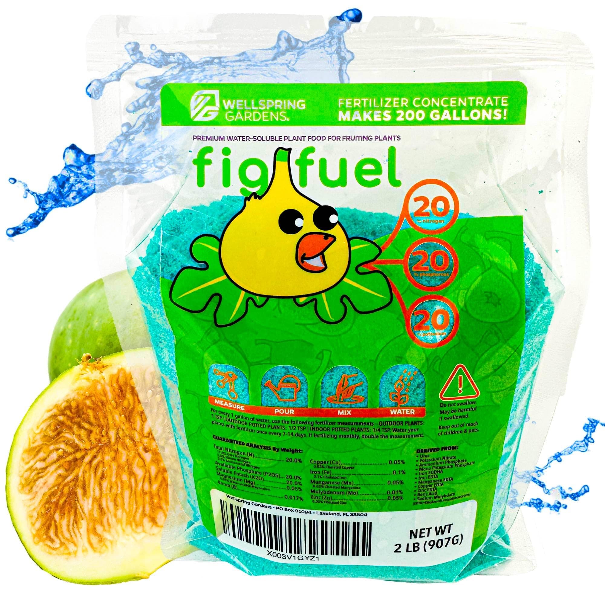 Fig Fuel Fertilizer - Water-Soluble 20-20-20 Blend - Nutrient-Rich Plant Food for Fig Trees, Fruit & Plants - Formulated for Healthy Leaves & Growth - 2 Pounds