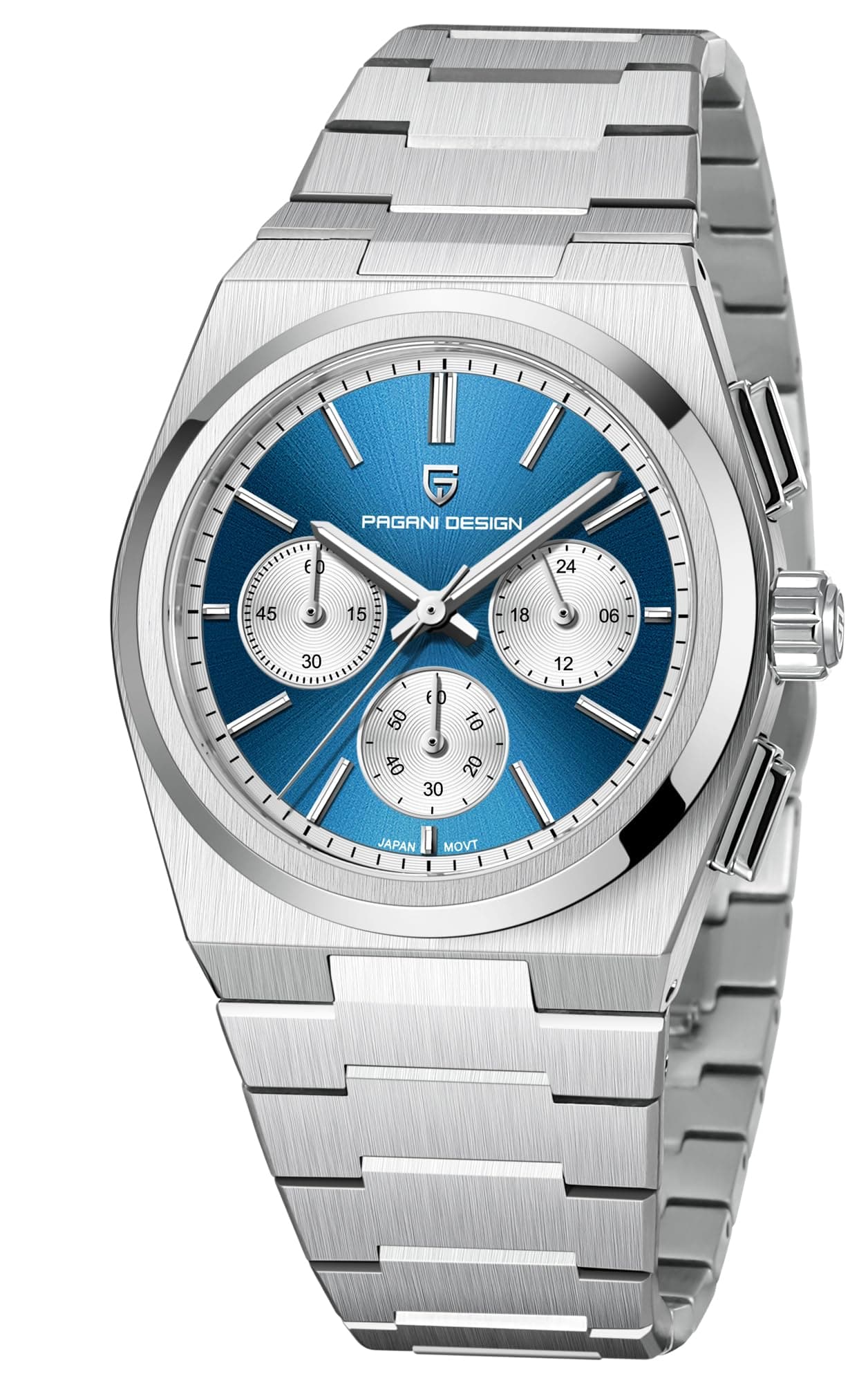 Pagani Design PD1761,Men's Watch,Stainless Steel Bracelet,100M Waterproof,Luminous Pointer,Chronograph,AR AF Coating