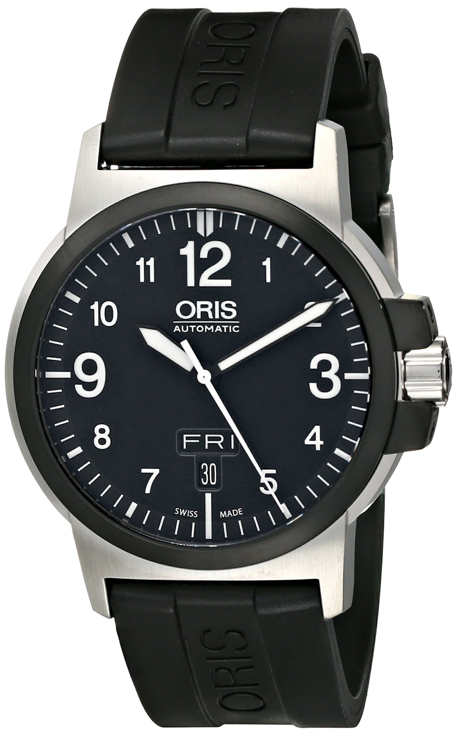 Oris Men's 73576414364RS BC3 Advanced Day Date Black Rubber Strap Watch