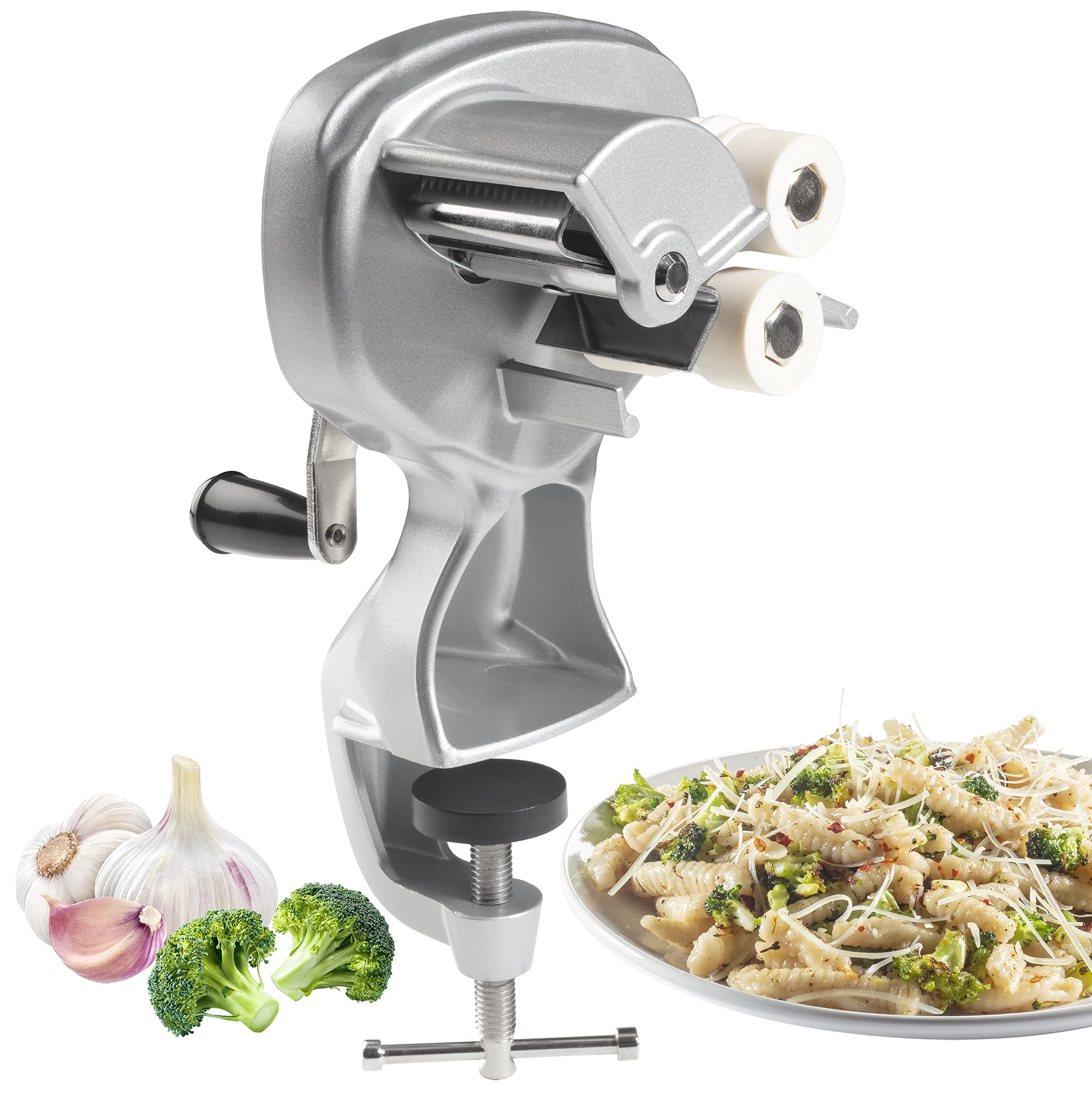 Cavatelli Maker Machine w Easy to Clean Rollers - Makes Authentic Gnocchi, Pasta Seashells & More - Precision Cutter & Recipes Included, Homemade Pasta Set is Great for Italian Cooking or Kitchen Gift