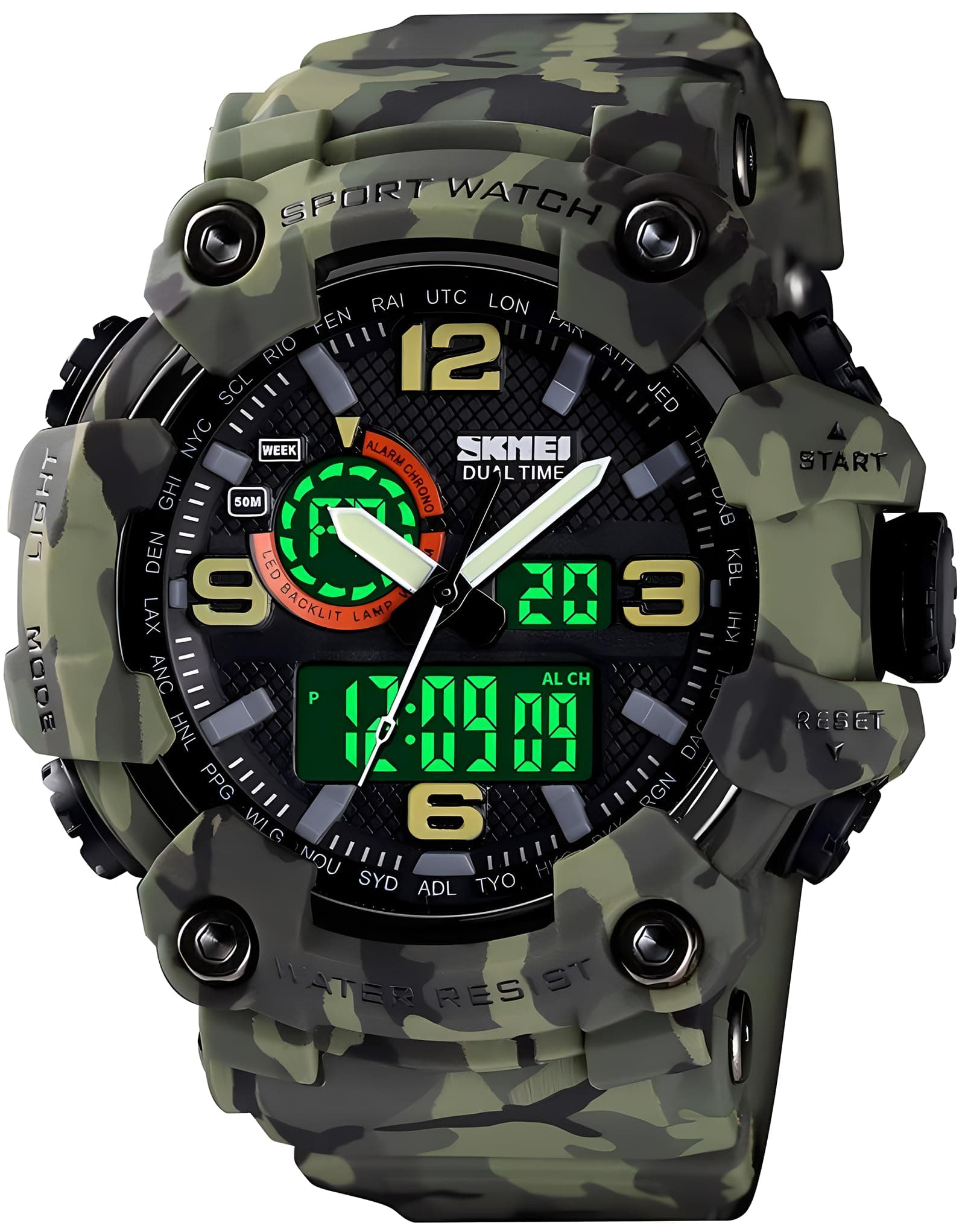 Men's Large Face Outdoor Sports Watches Military S-Shock Watch Waterproof, Backlight, Alarm, Stopwatch Features - Rugged Wristwatch for Training, Hiking, and Adventure