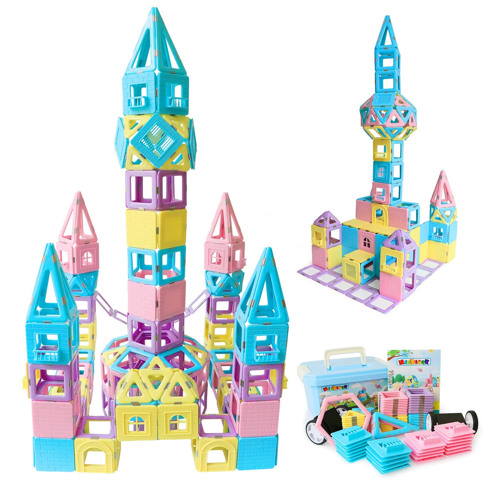 MagblockMagnetic Building Blocks STEM Educational Toys Tiles Set for Boys & Girls Magnet Stacking Block Sets for Kid's Basic Skills Learning & Development Toys-Great Gifts 103PCS