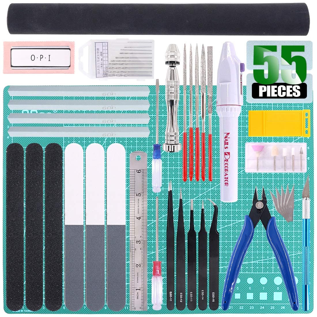 Keadic 55Pcs Professional Modeller Basic Tools Craft Set Hobby Building Tools Kit for Gundam Car Model Building Repairing and Fixing (Kit 11)