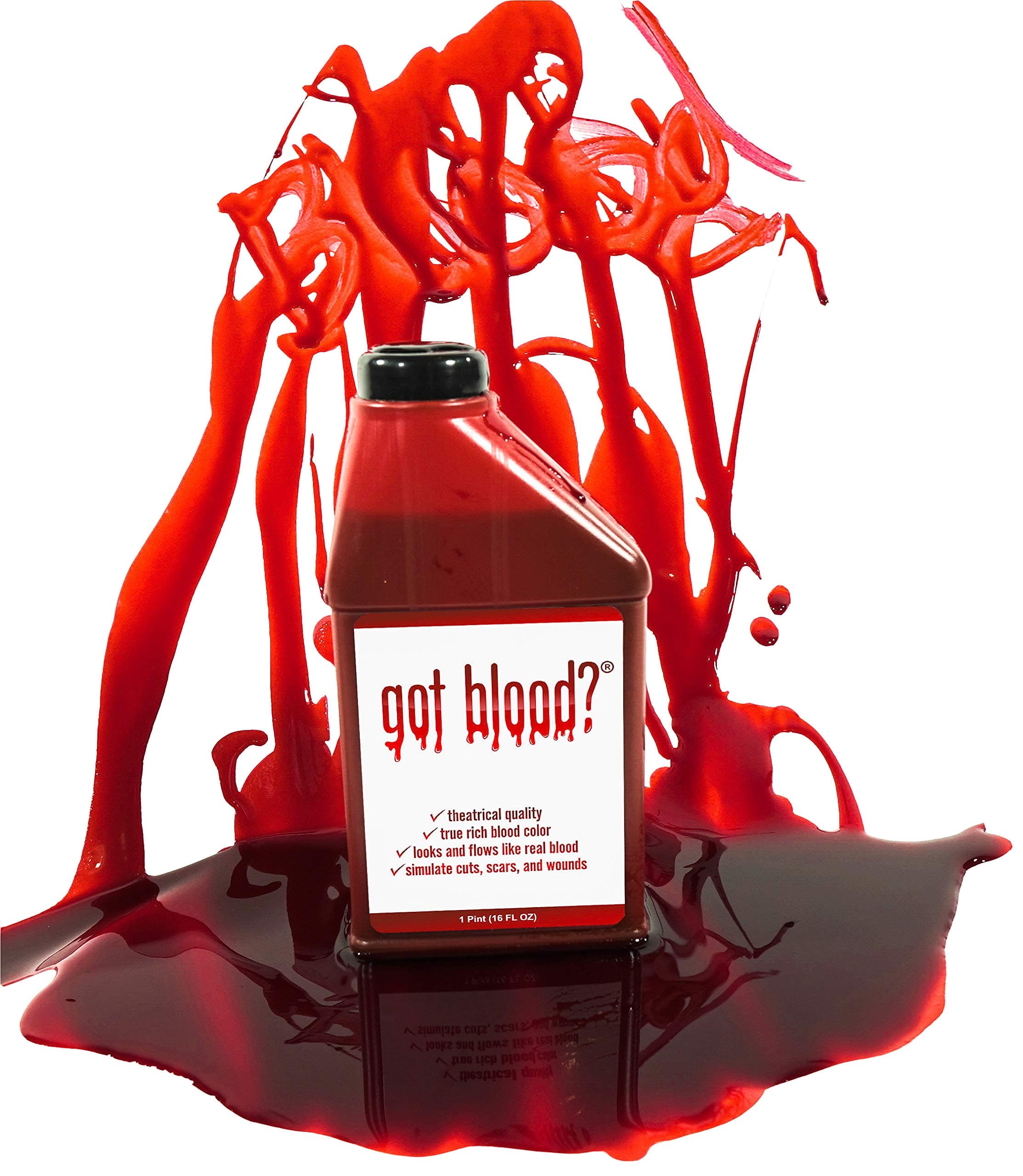 Fake Halloween Blood Makeup for Costume Stage FX, Theater and Halloween Zombie, Vampire and Monster Dress Up - Vampire, Zombie, Movie Blood 16 oz. - by Got Blood