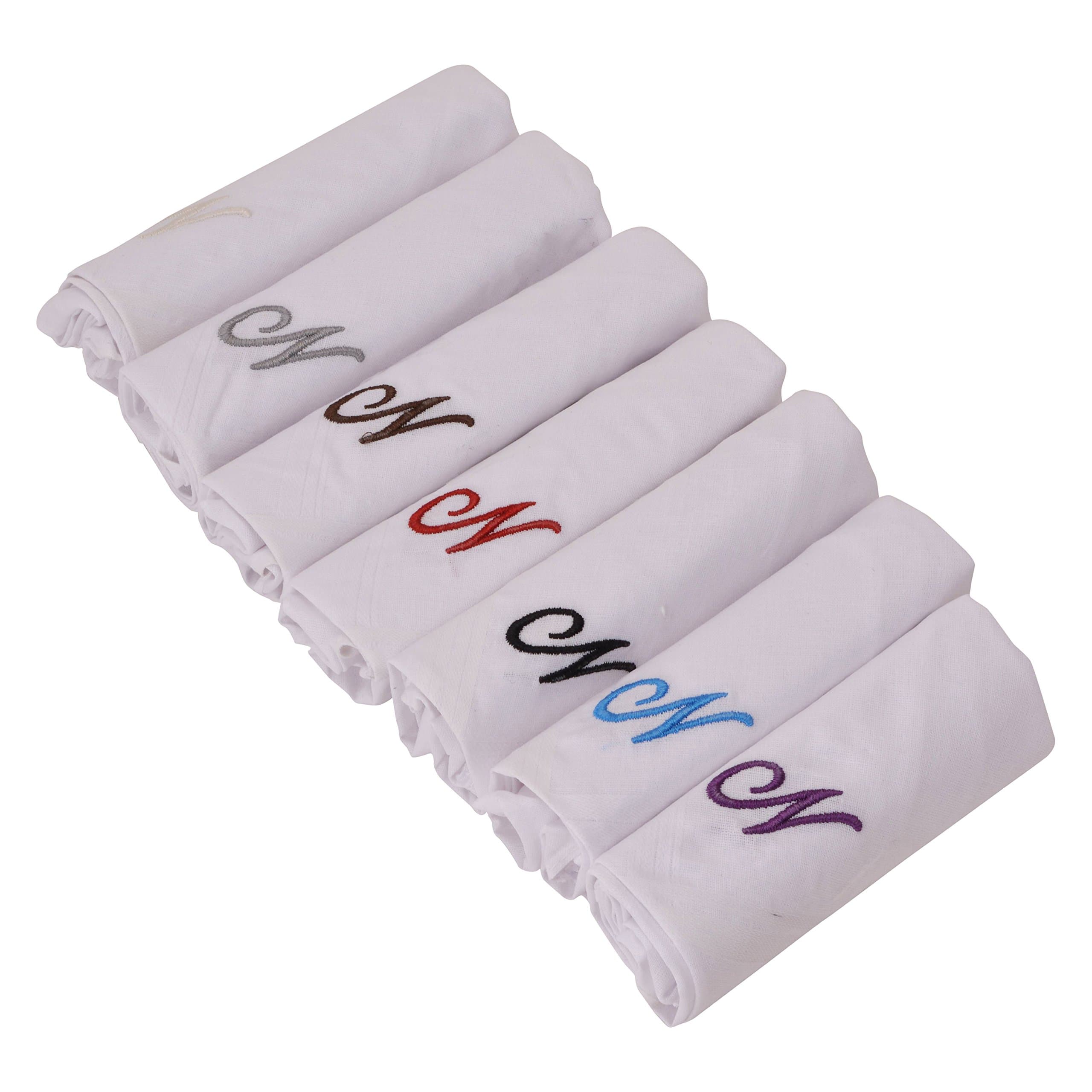 Personalised/initial embroidered Handkerchief 100% COTTON/Christmas/Wedding Presents.