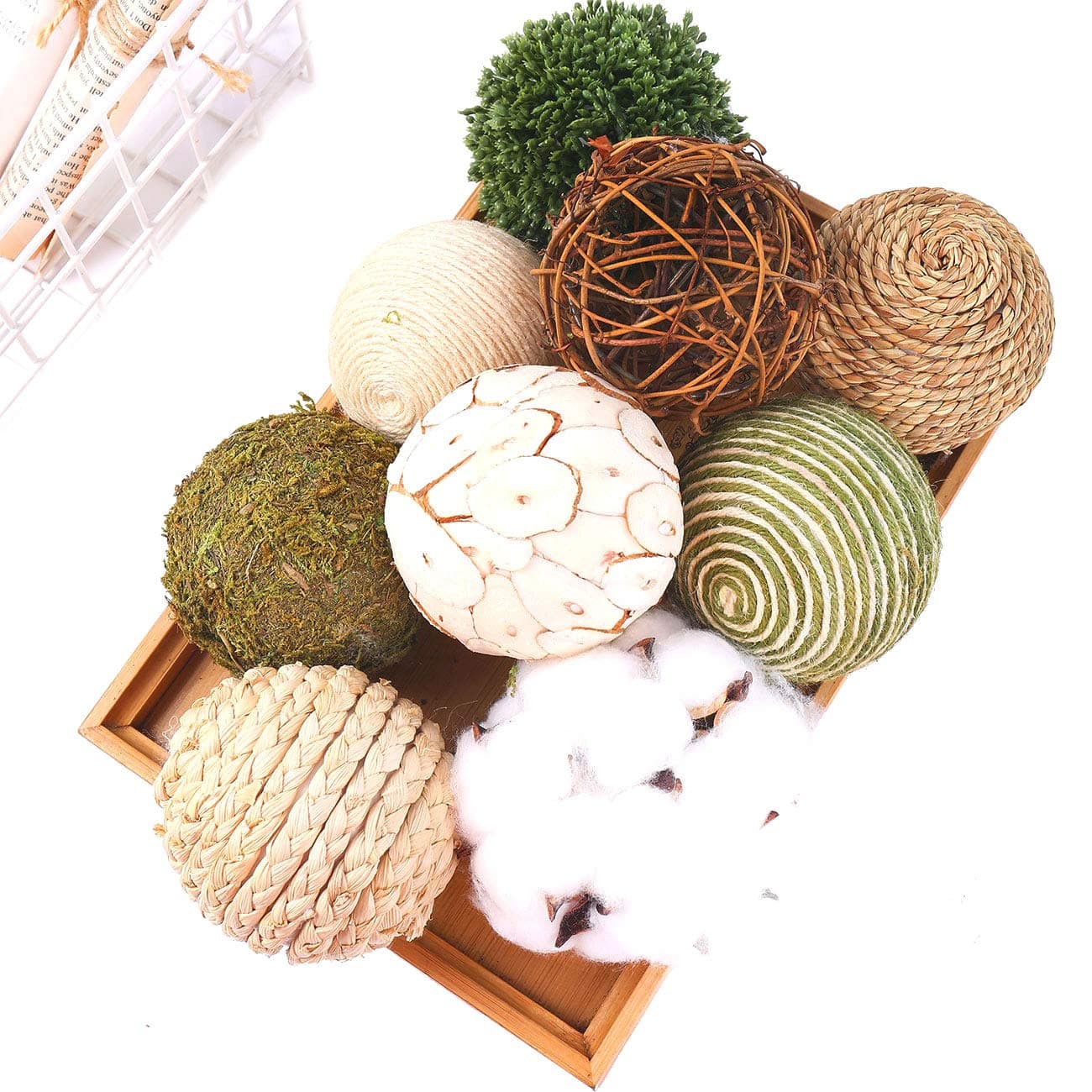 9pcs 3.5Inch Fall Decorative Ball Orb Rattan Ball Rattan Woven Orbs Spherical Bowl and Vase Filler for Home Party Wedding Display Decor Props …