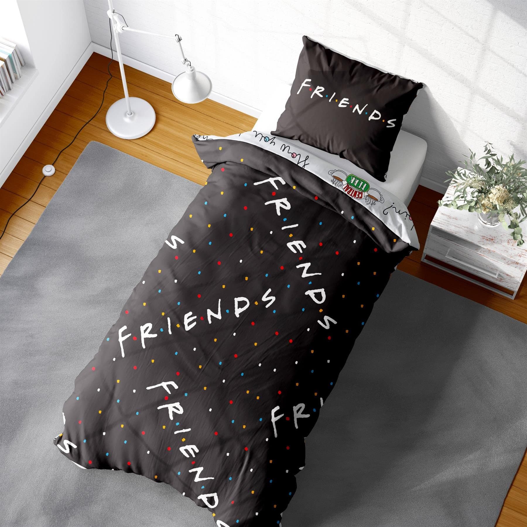Friends TV Show Single Duvet Cover - Friends Logo Design - Officially Licensed Reversible Bedding set with matching Pillowcase