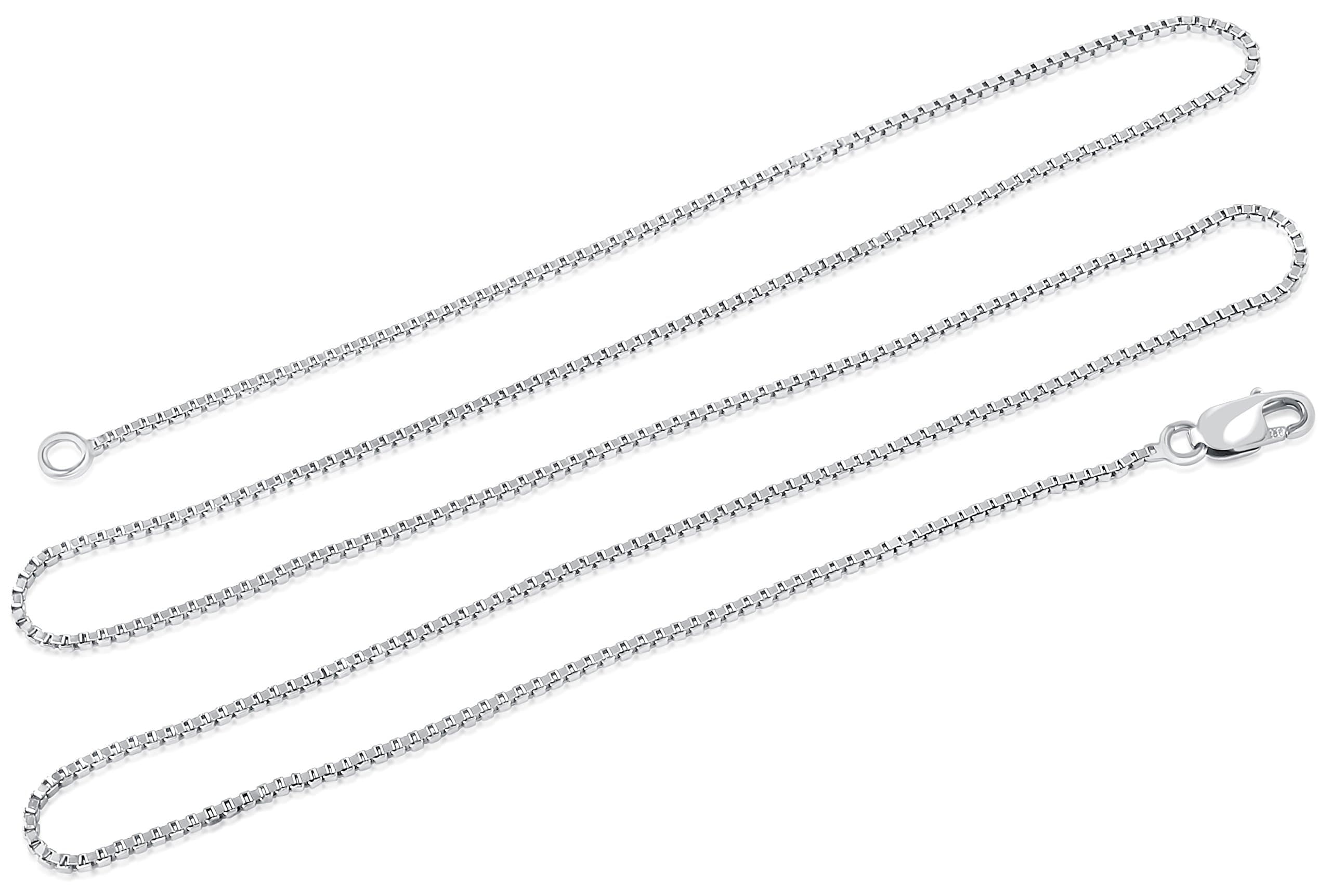 Blush Jewelry Sterling Silver Rhodium Plated 1mm Box Chain Necklace, 18"